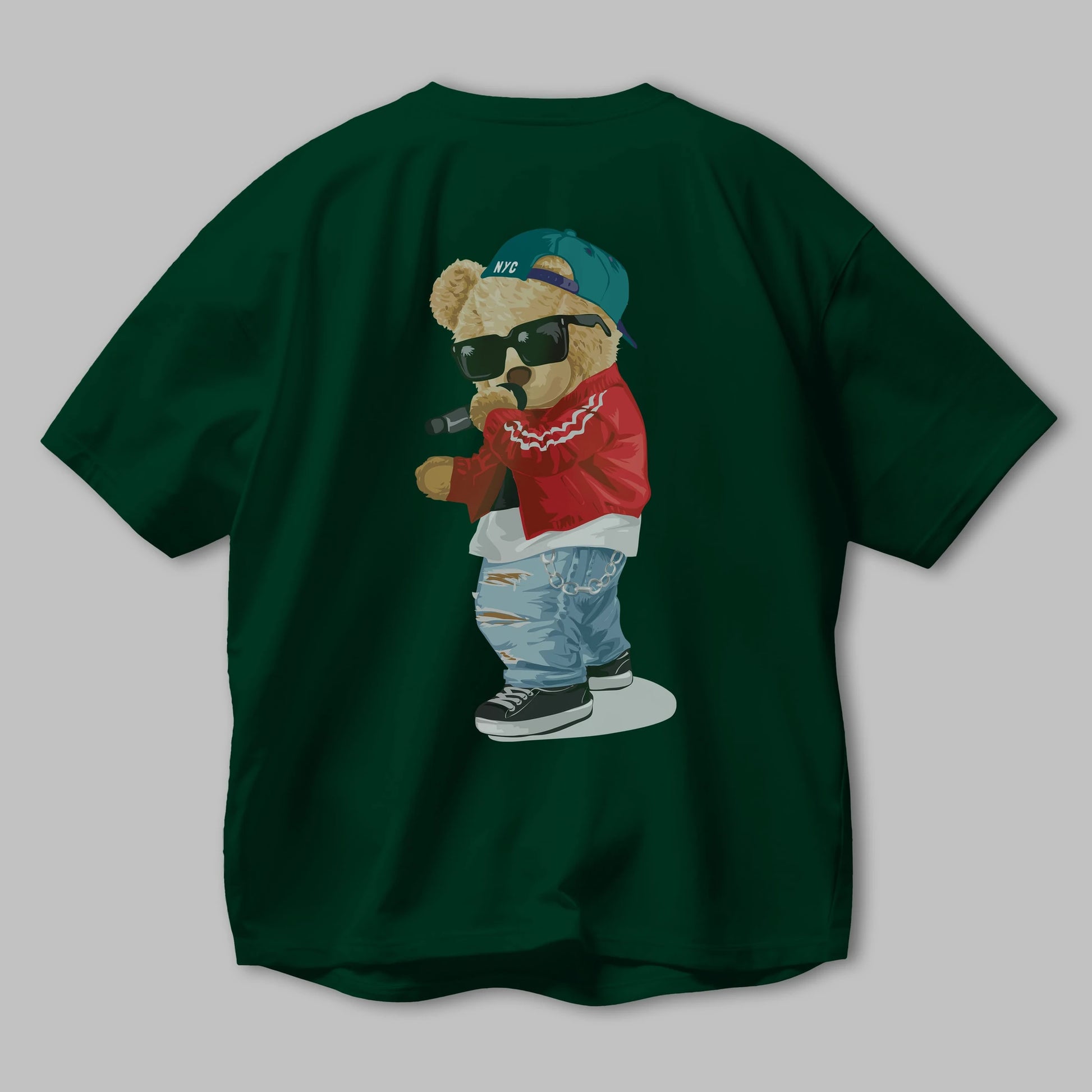 Teddy Bear Şarkıcı Arka Baskılı Oversize t-shirt Erkek Kadın Unisex %100 Pamuk