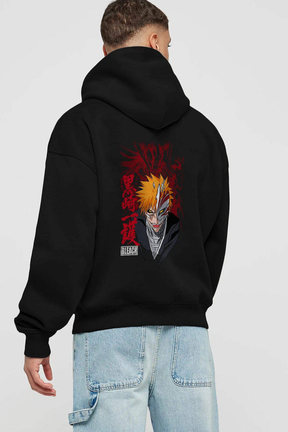 ICHIGO KUROSAKI VIZARD Anime Arka Baskılı Hoodie Oversize Kapüşonlu Sweatshirt Erkek Kadın Unisex
