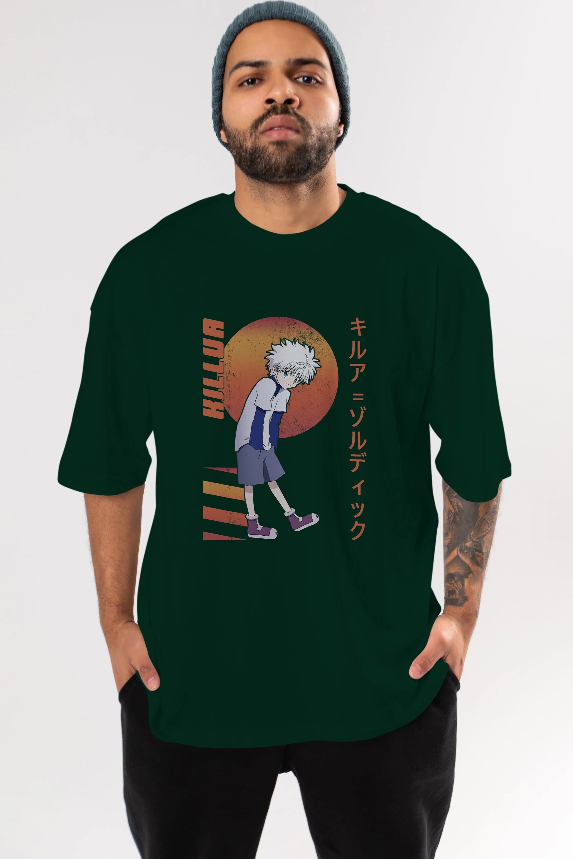 Killua Zoldyck 5 2 Anime Ön Baskılı Oversize t-shirt %100 pamuk Erkek Kadın Unisex