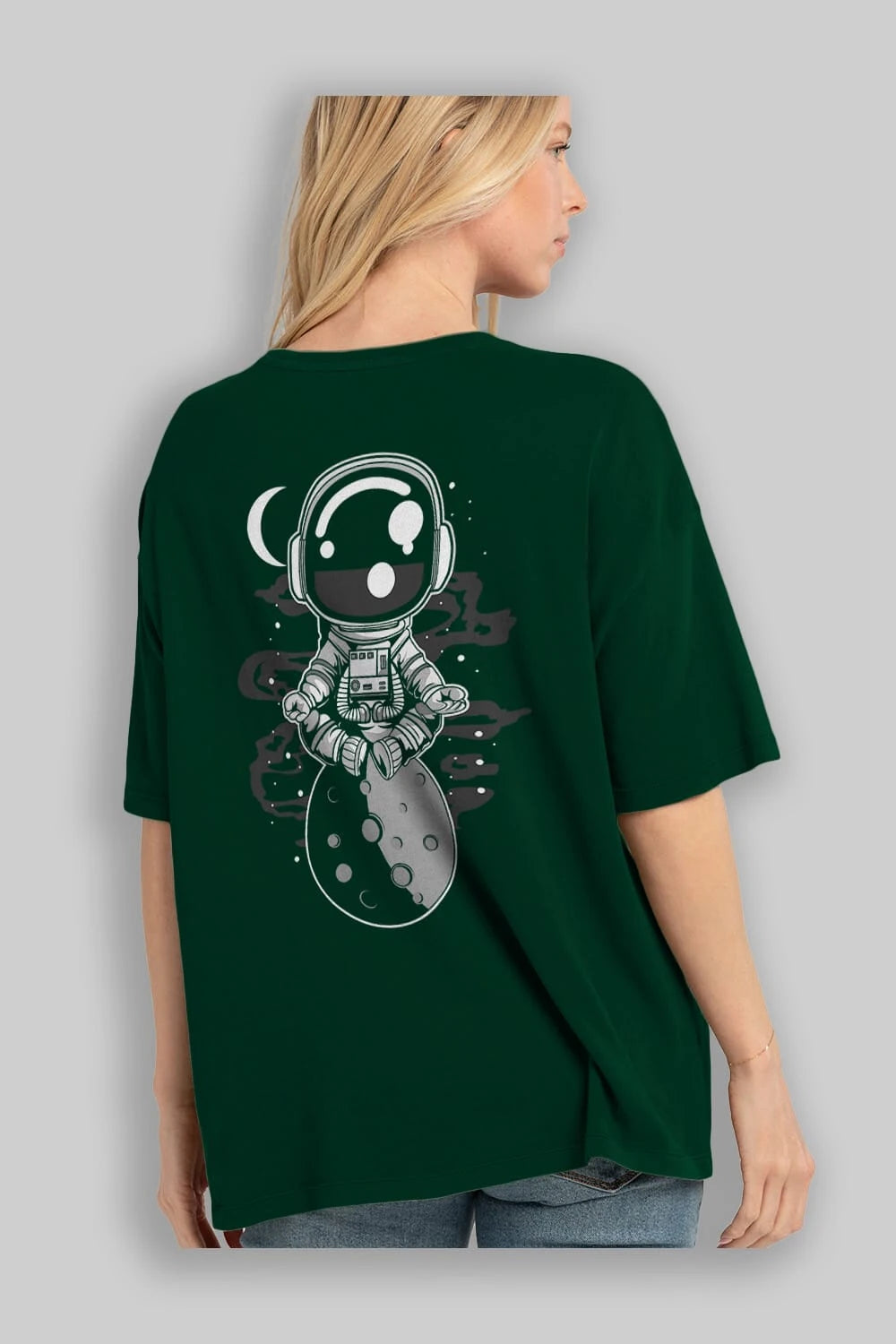 Astronaut Yoga Arka Baskılı Oversize t-shirt Erkek Kadın Unisex
