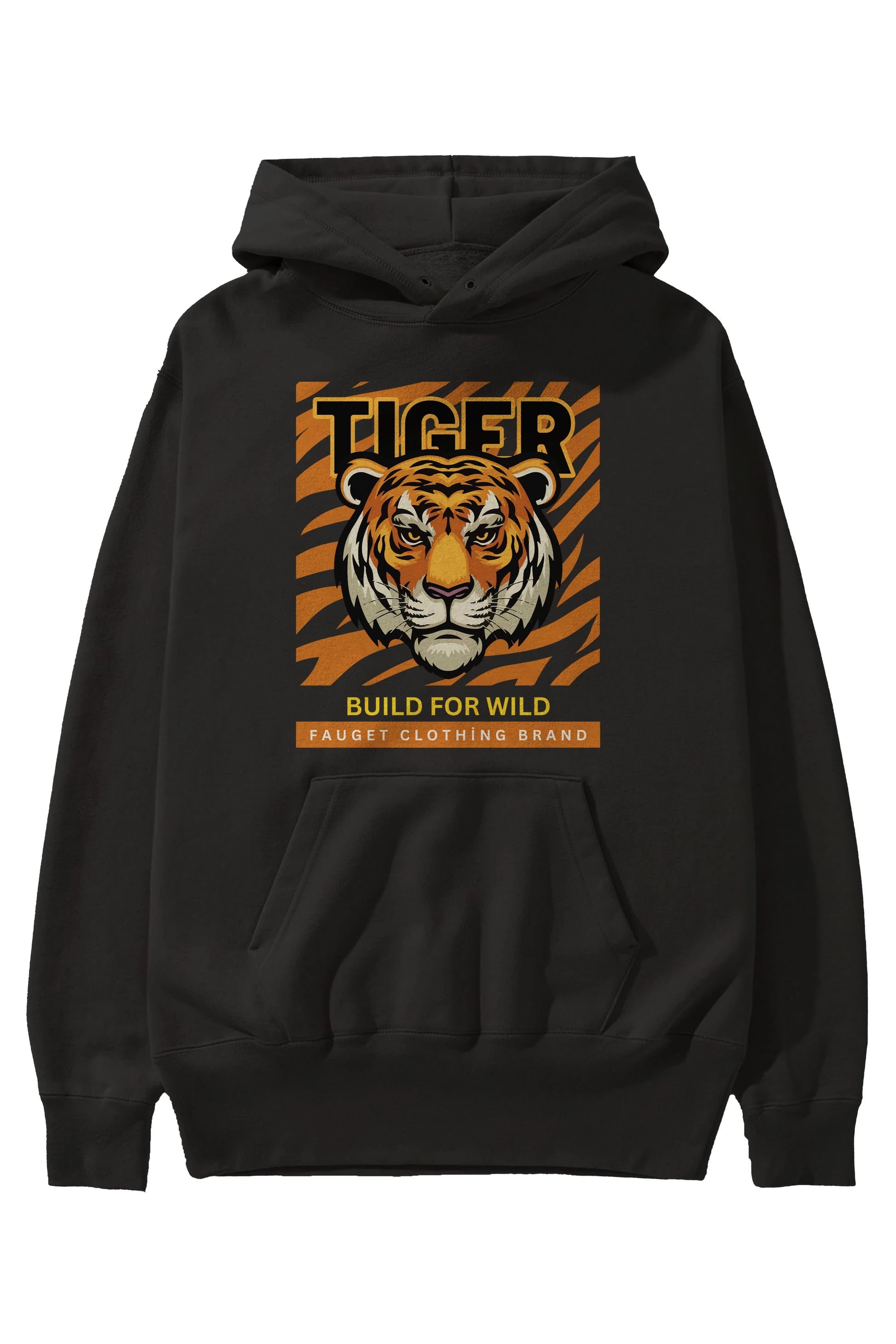 Tiger Ön Baskılı Oversize Hoodie Kapüşonlu Sweatshirt Erkek Kadın Unisex