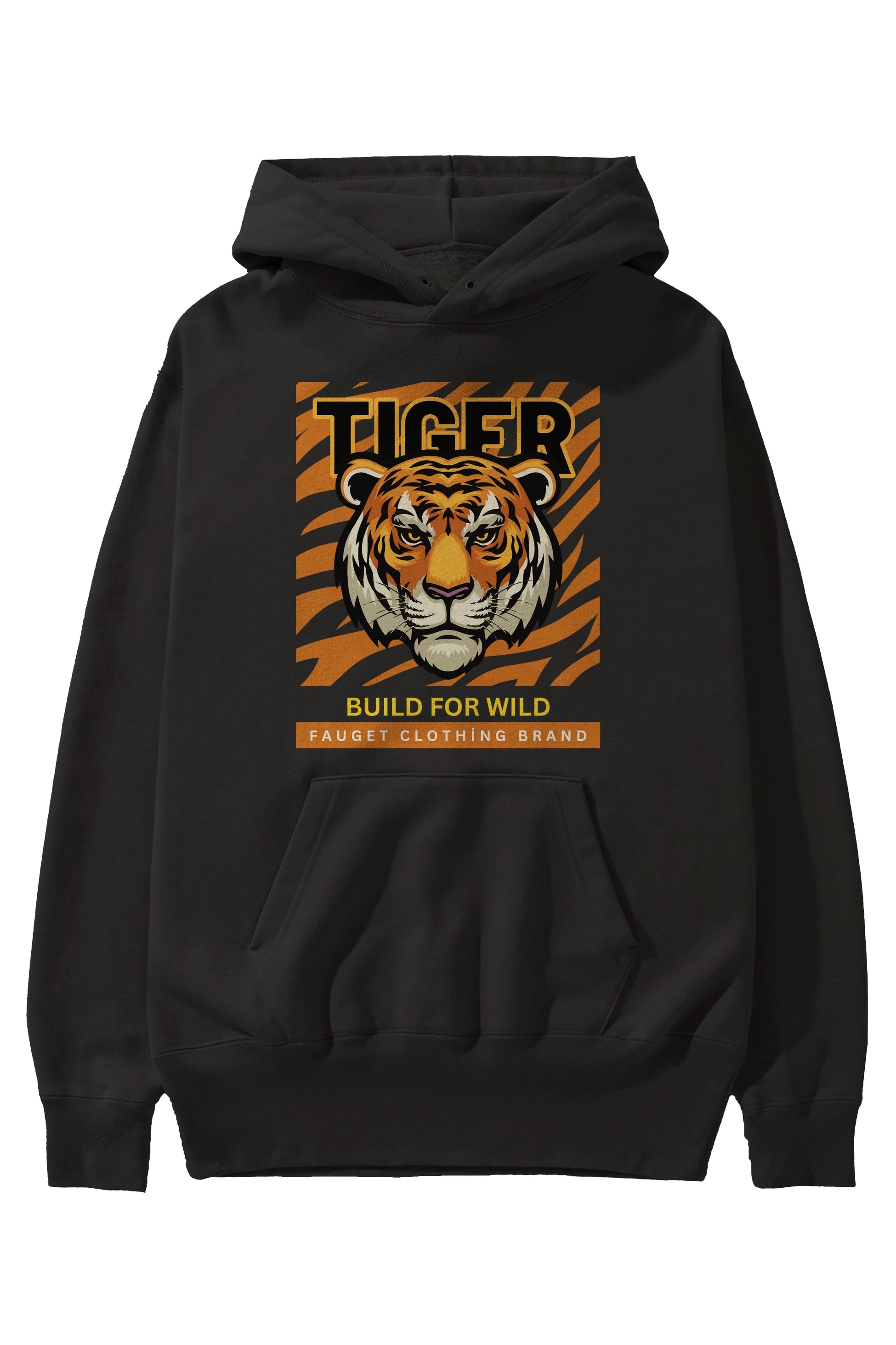 Tiger Ön Baskılı Oversize Hoodie Kapüşonlu Sweatshirt Erkek Kadın Unisex