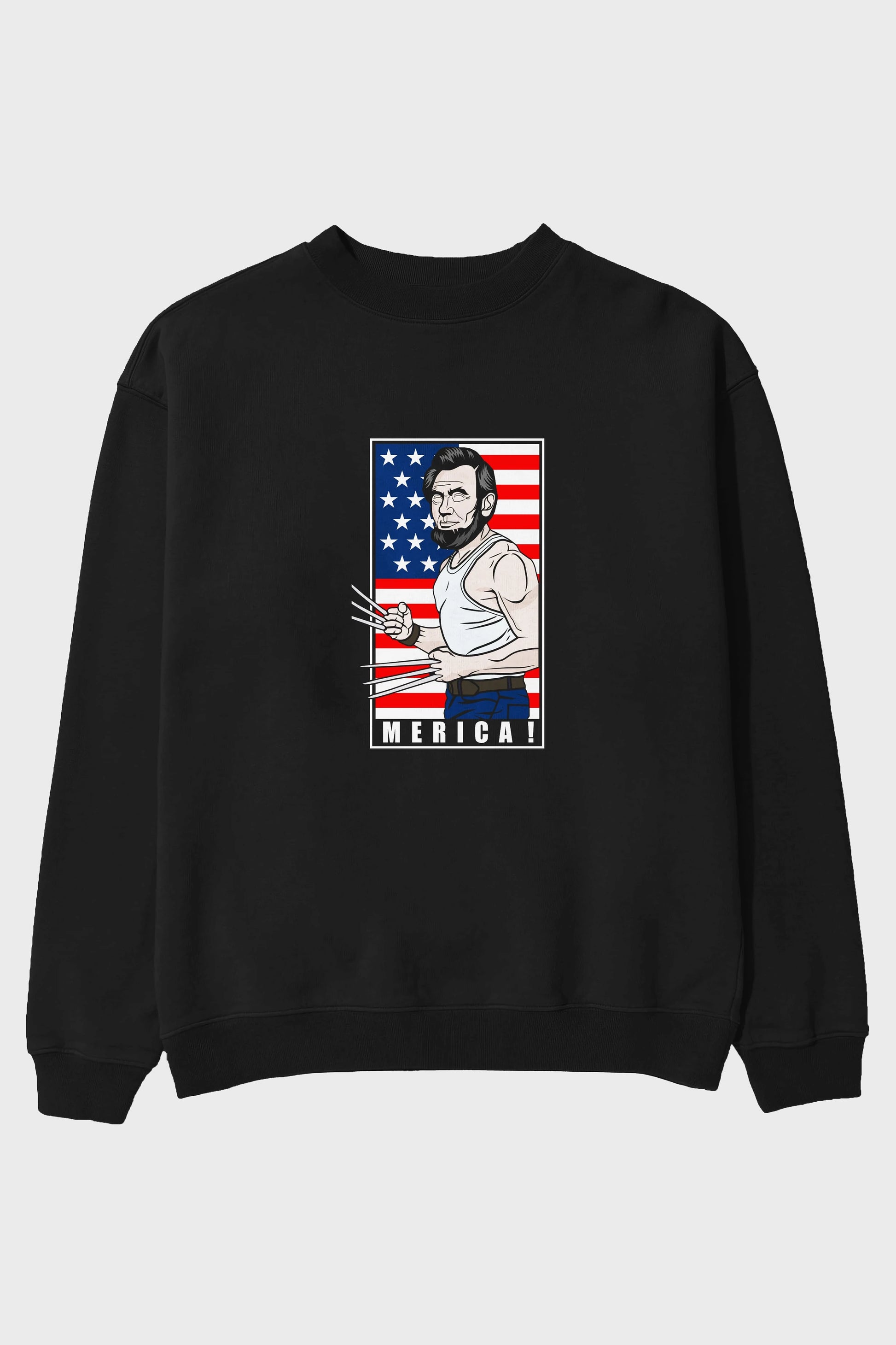 Wolverlincoln Ön Baskılı Oversize Sweatshirt Erkek Kadın Unisex