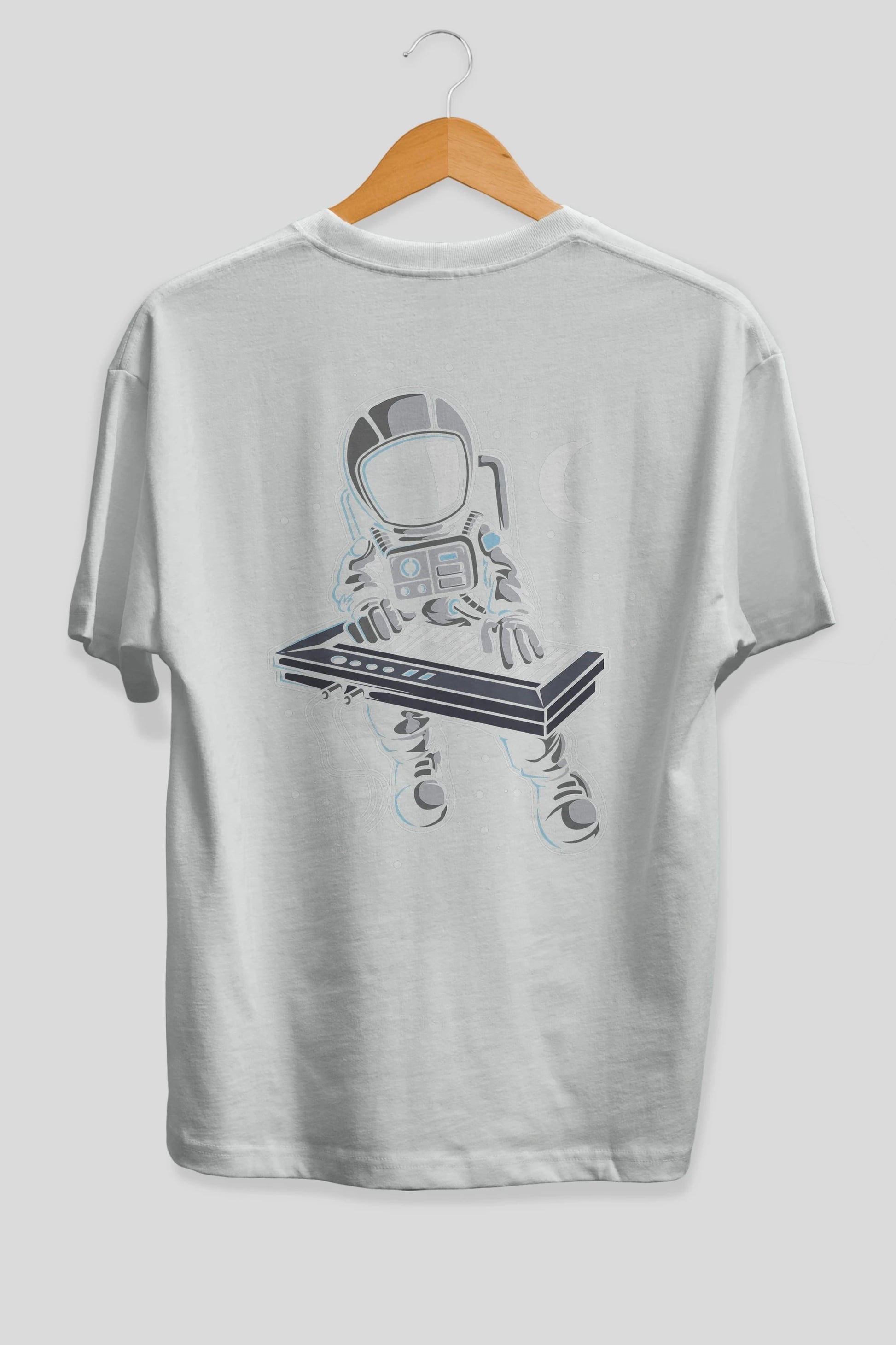 Astronaut Keyboard (2) Arka Baskılı Oversize t-shirt Erkek Kadın Unisex