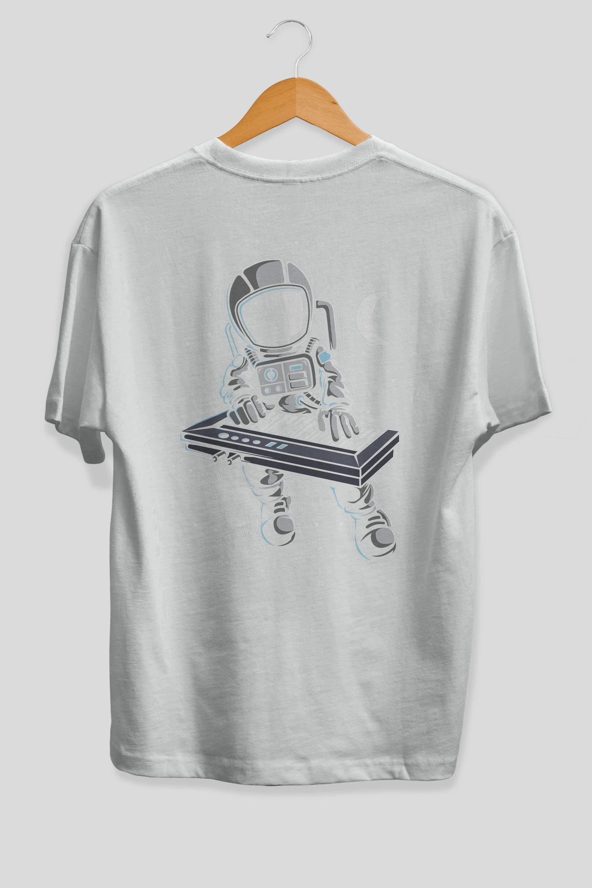 Astronaut Keyboard (2) Arka Baskılı Oversize t-shirt Erkek Kadın Unisex