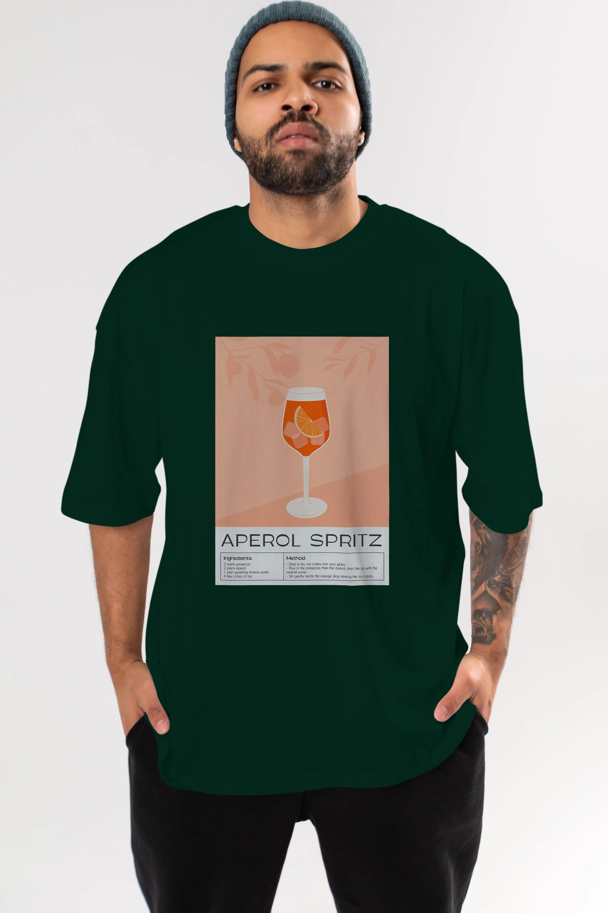 Aperol Spritz 7 Ön Baskılı Oversize t-shirt Erkek Kadın Unisex %100 Pamuk Bisiklet Yaka tişort