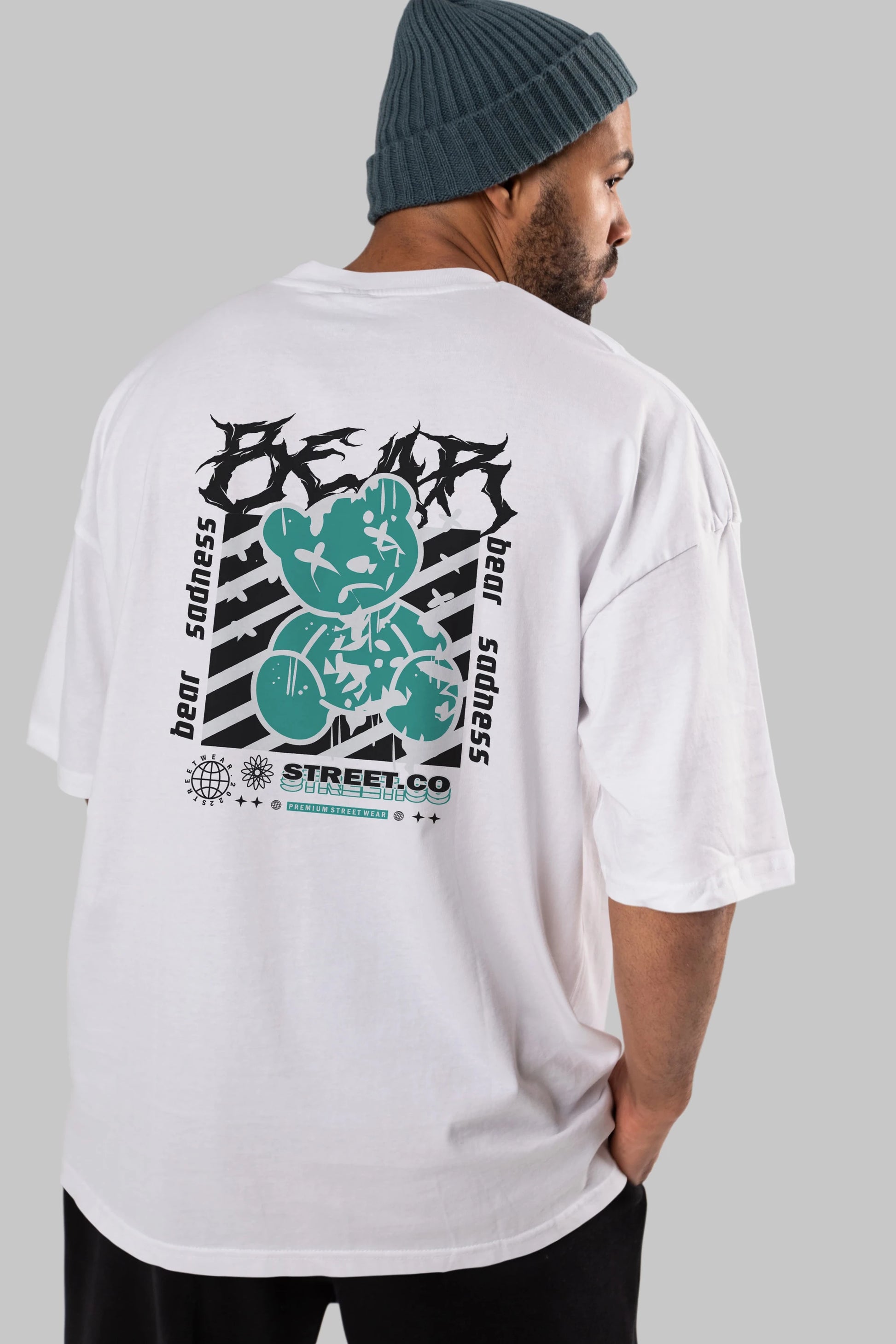 Bear Sadness Arka Baskılı Oversize t-shirt Erkek Kadın Unisex