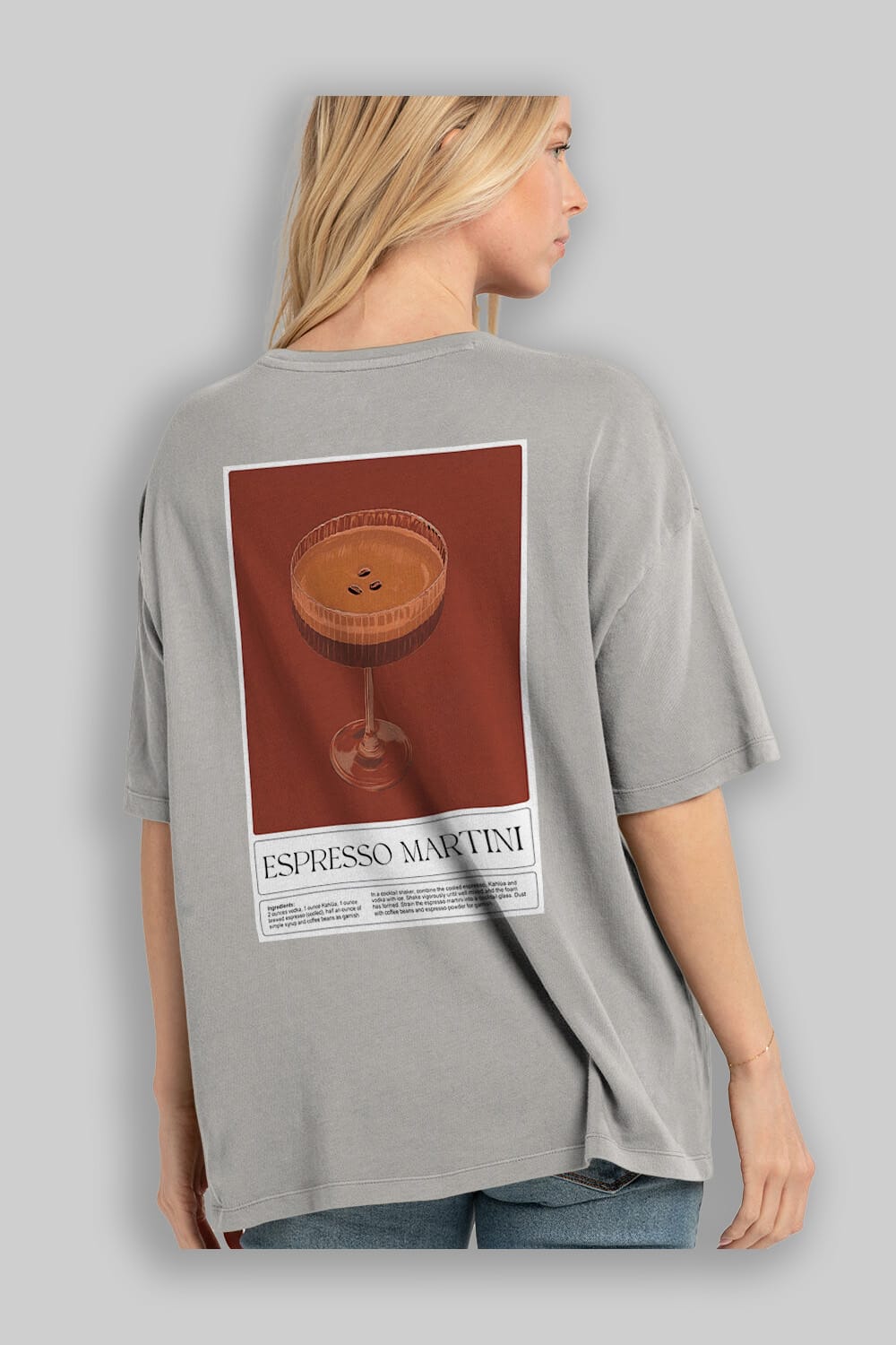 Espresso Martini Arka Baskılı Oversize t-shirt Erkek Kadın Unisex %100 Pamuk Bisiklet Yaka tişort