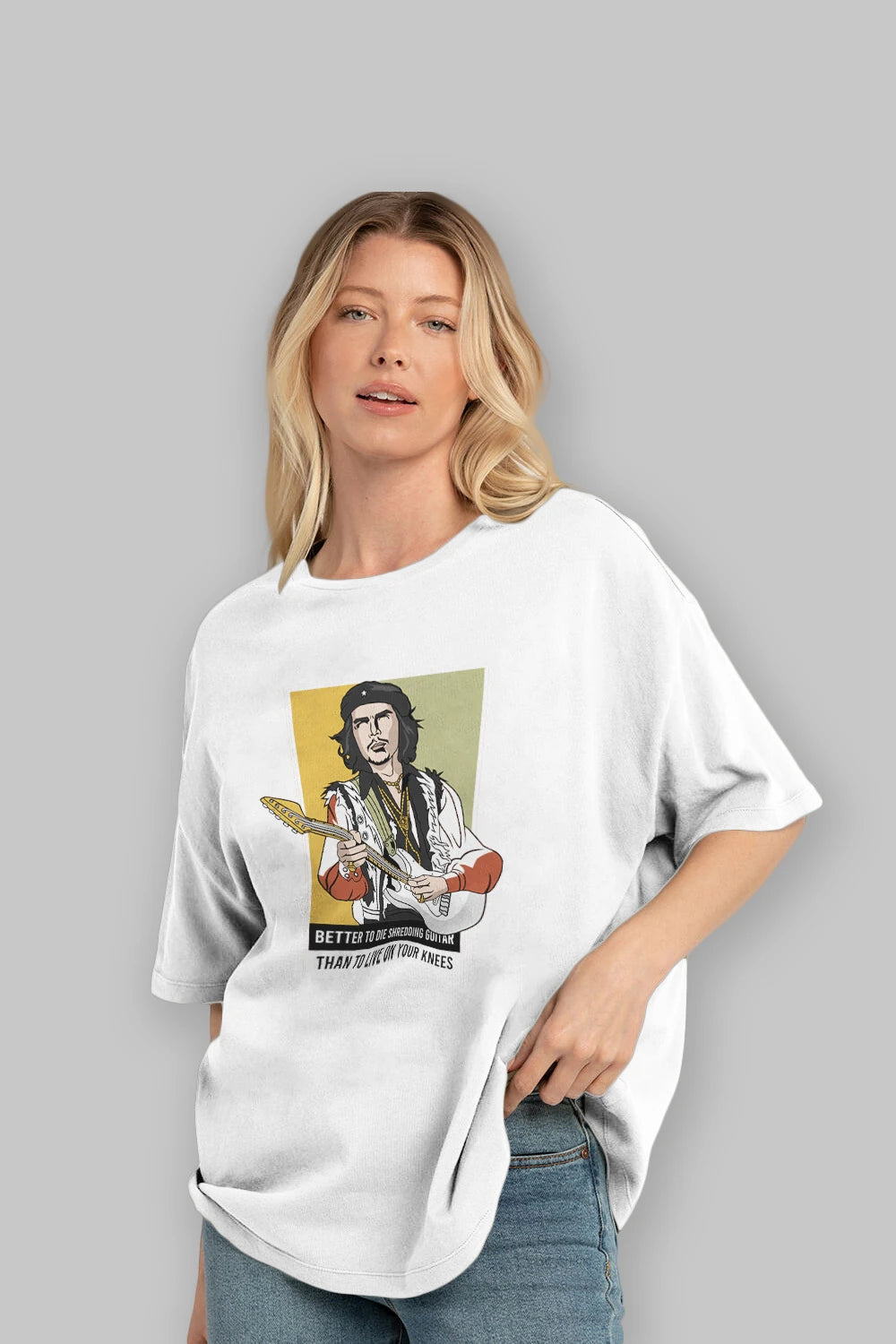 Che Guevara Hendrix Ön Baskılı Oversize t-shirt Erkek Kadın Unisex %100 Pamuk tişort