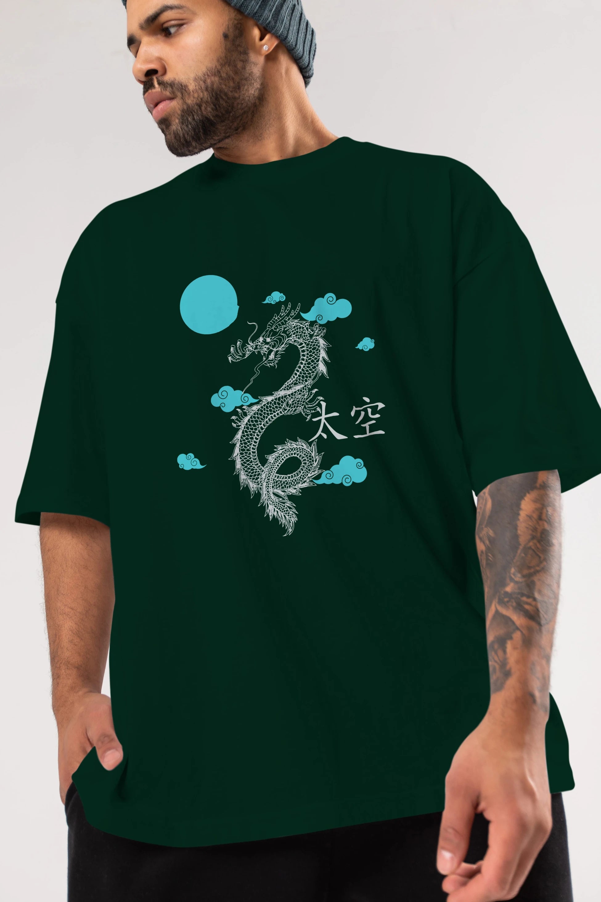 Chinese Dragon Ön Baskılı Oversize t-shirt Erkek Kadın Unisex