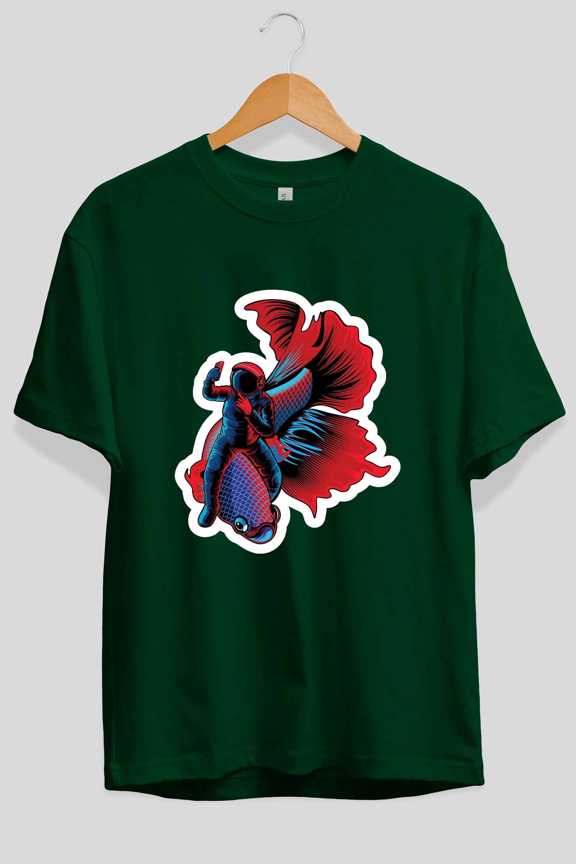 Astrofish selfie sticker Ön Baskılı Oversize t-shirt Erkek Kadın Unisex
