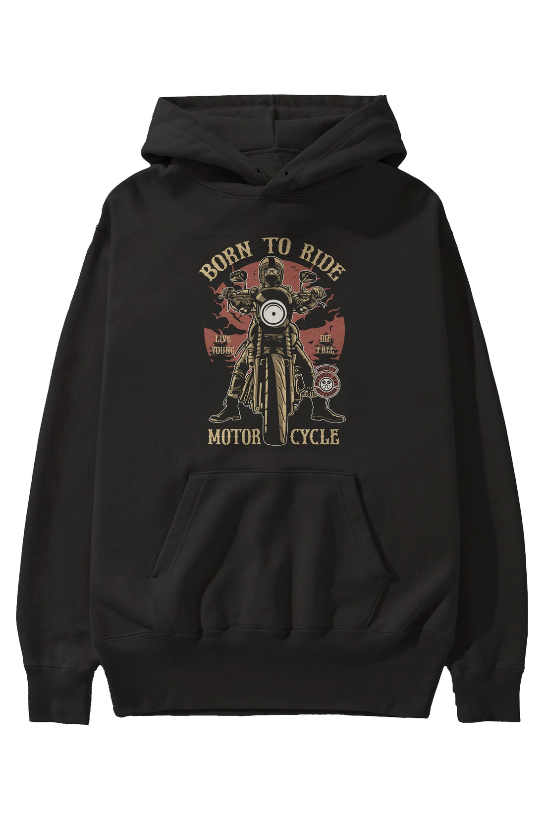Born To Ride Ön Baskılı Hoodie Oversize Kapüşonlu Sweatshirt Erkek Kadın Unisex