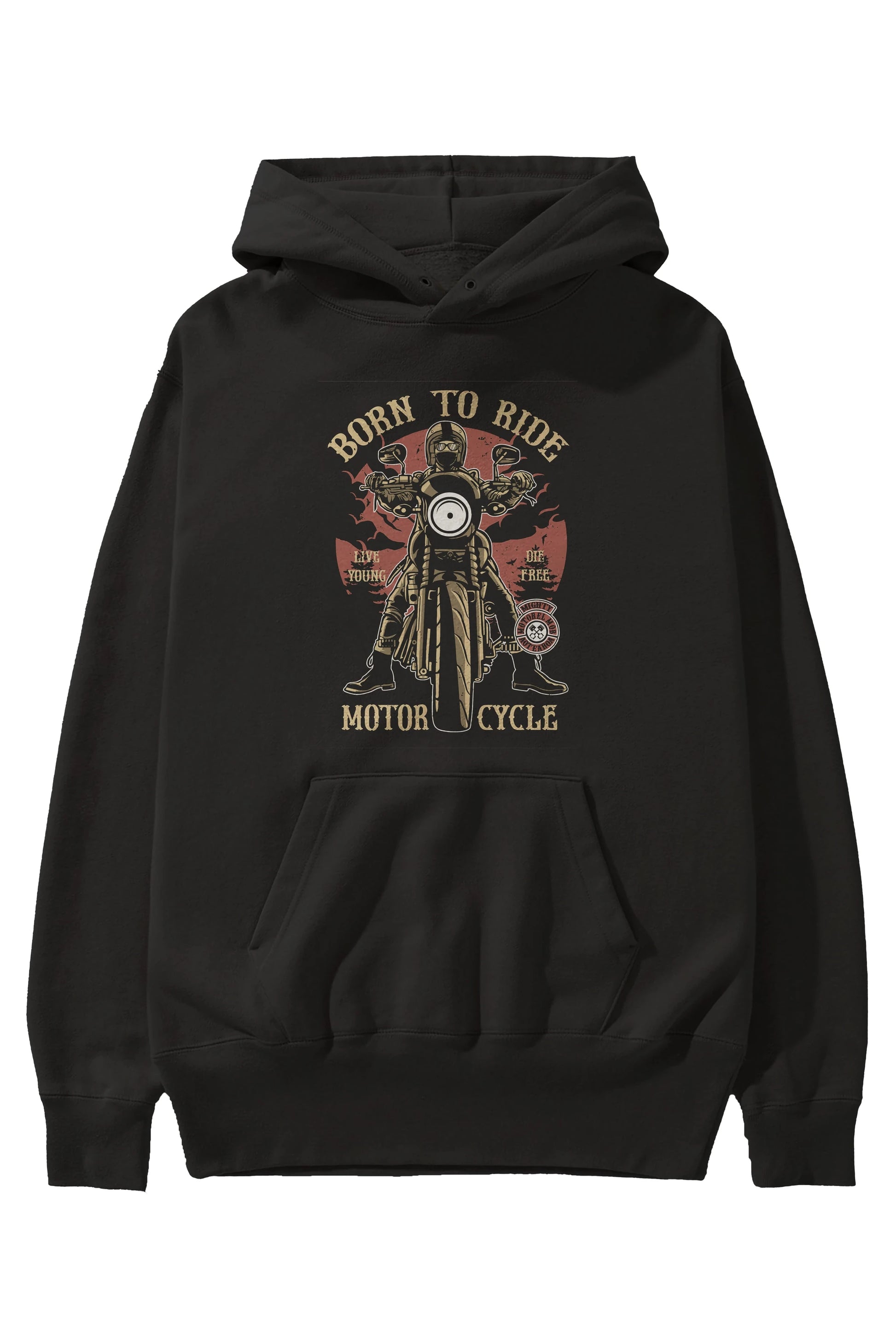 Born To Ride Ön Baskılı Hoodie Oversize Kapüşonlu Sweatshirt Erkek Kadın Unisex
