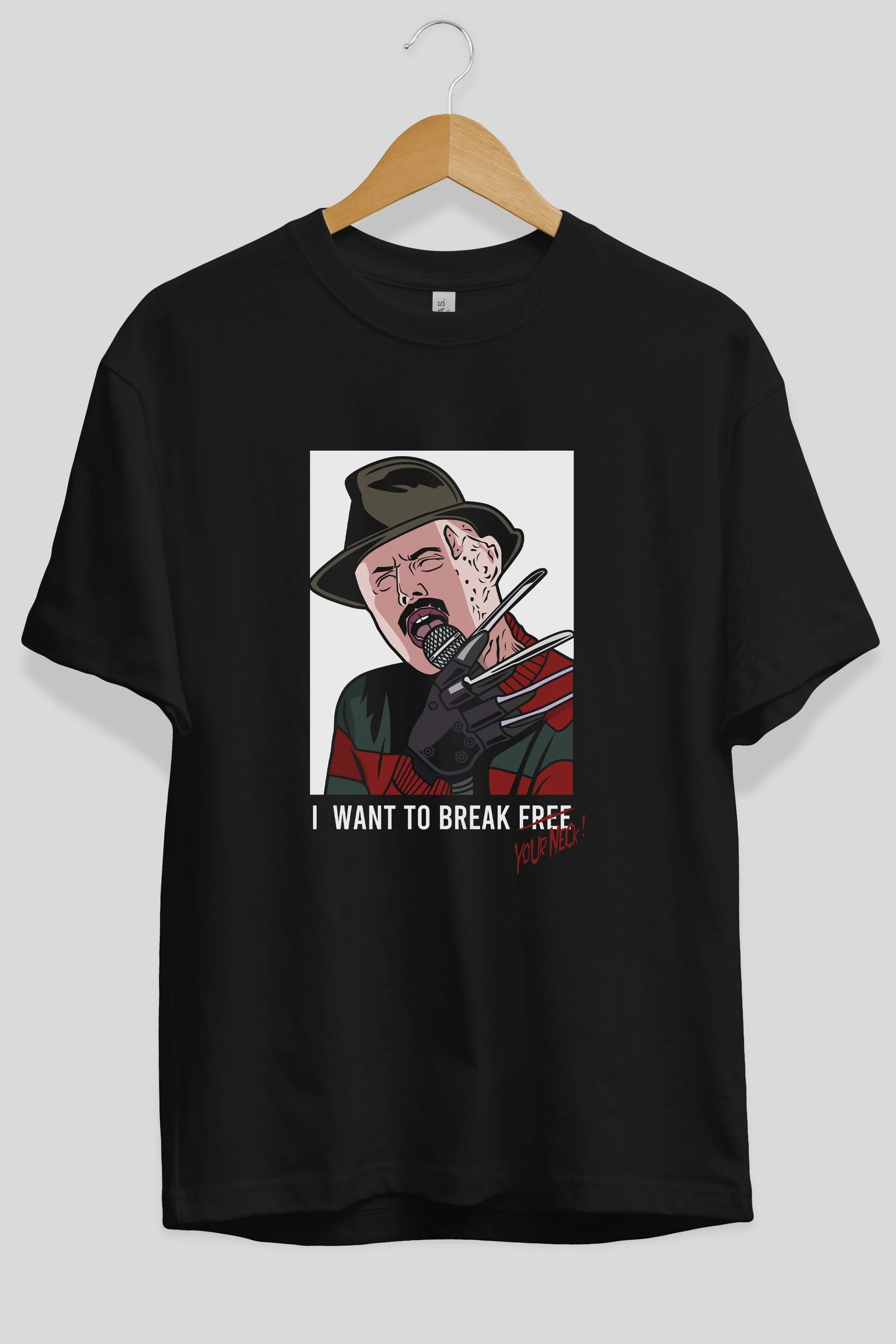 Freddy Merkrueger Ön Baskılı Oversize t-shirt Erkek Kadın Unisex %100 Pamuk tişort