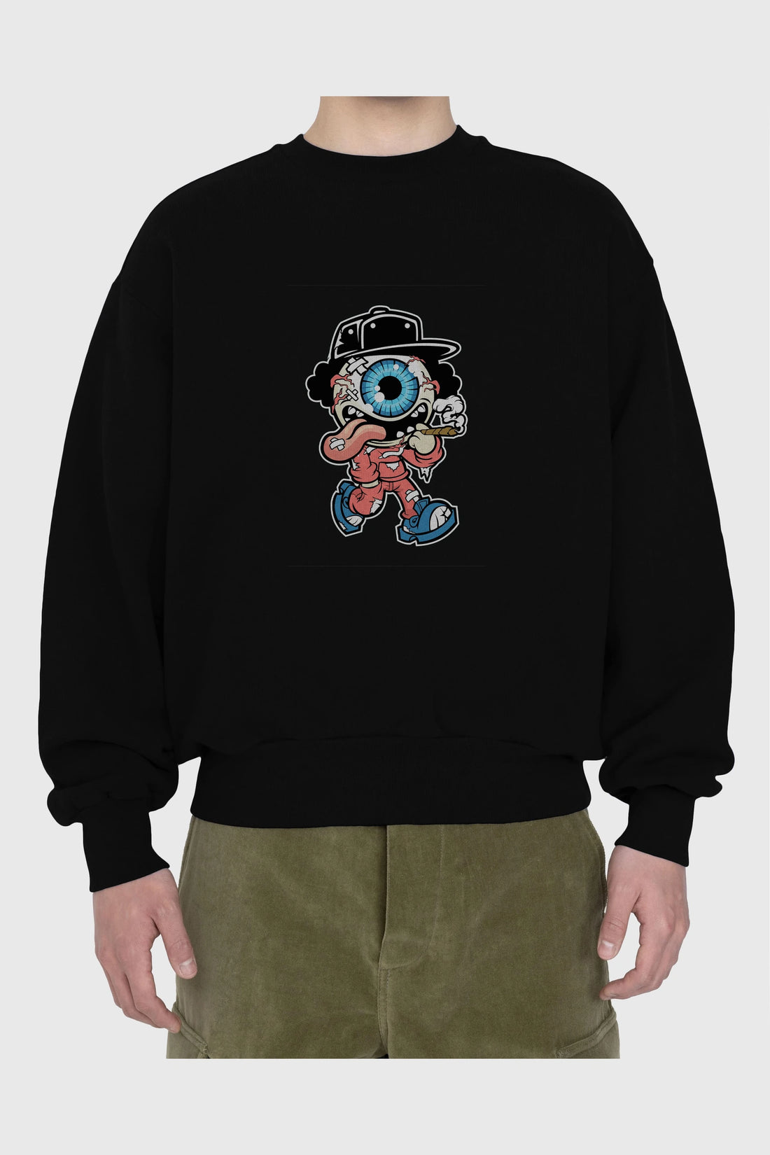 Eyeball Monster Ön Baskılı Oversize Sweatshirt Erkek Kadın Unisex
