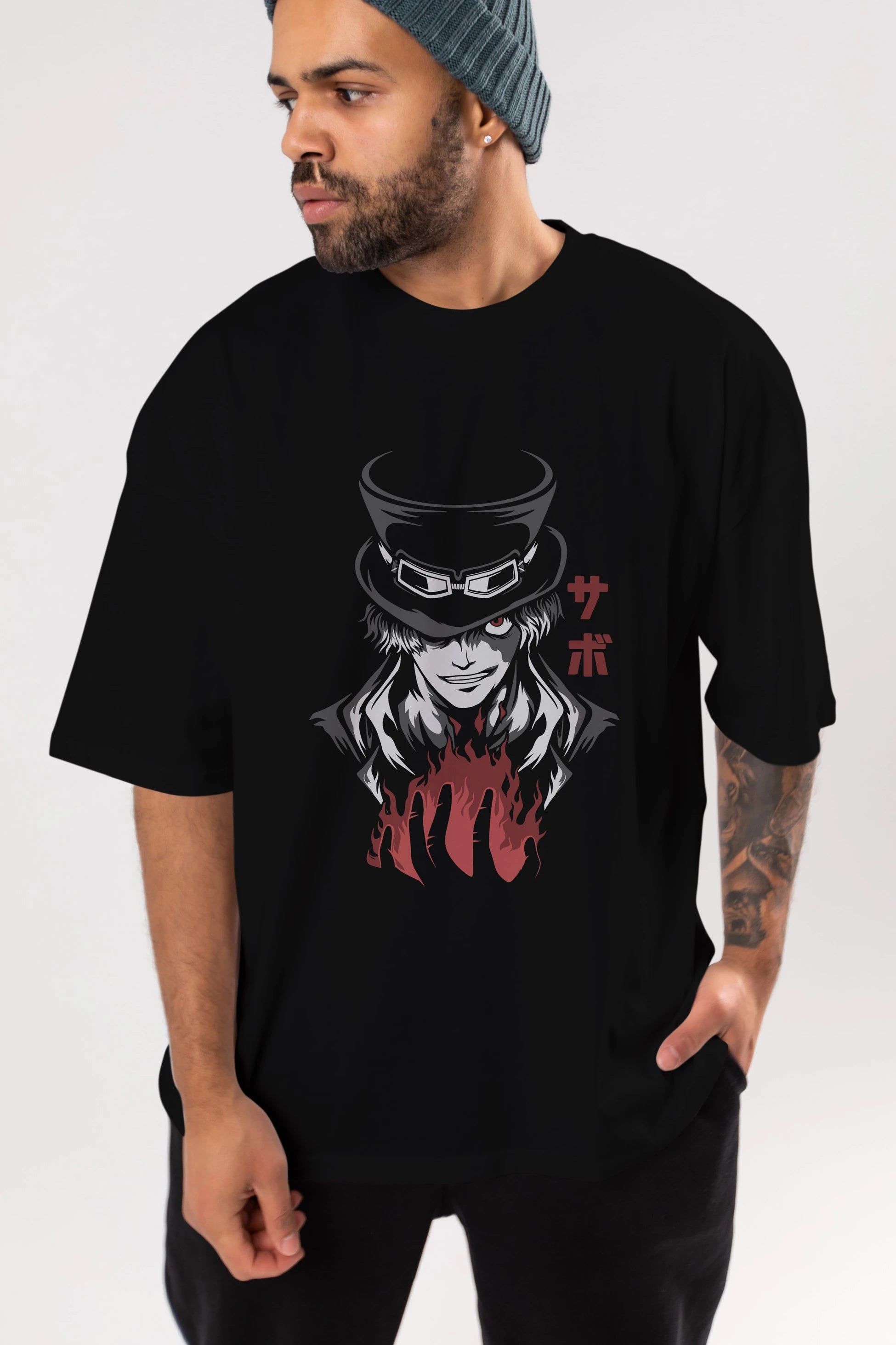 SaboOnePiece Anime Ön Baskılı Oversize t-shirt %100 pamuk Erkek Kadın Unisex