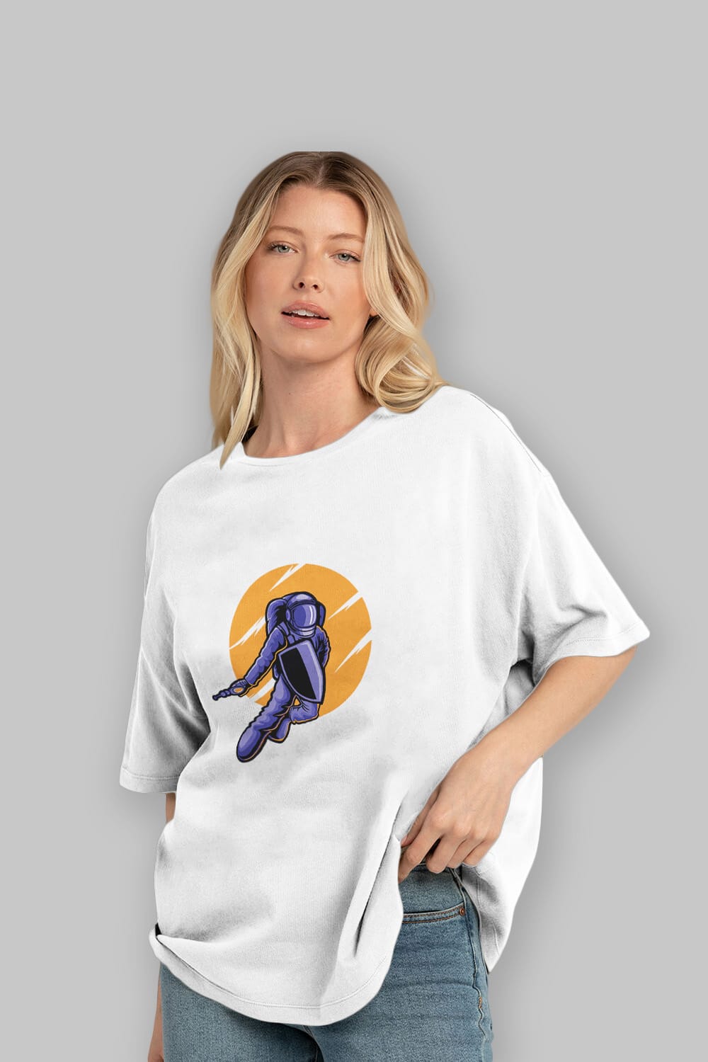 Astro Wars Ön Baskılı Oversize t-shirt Erkek Kadın Unisex