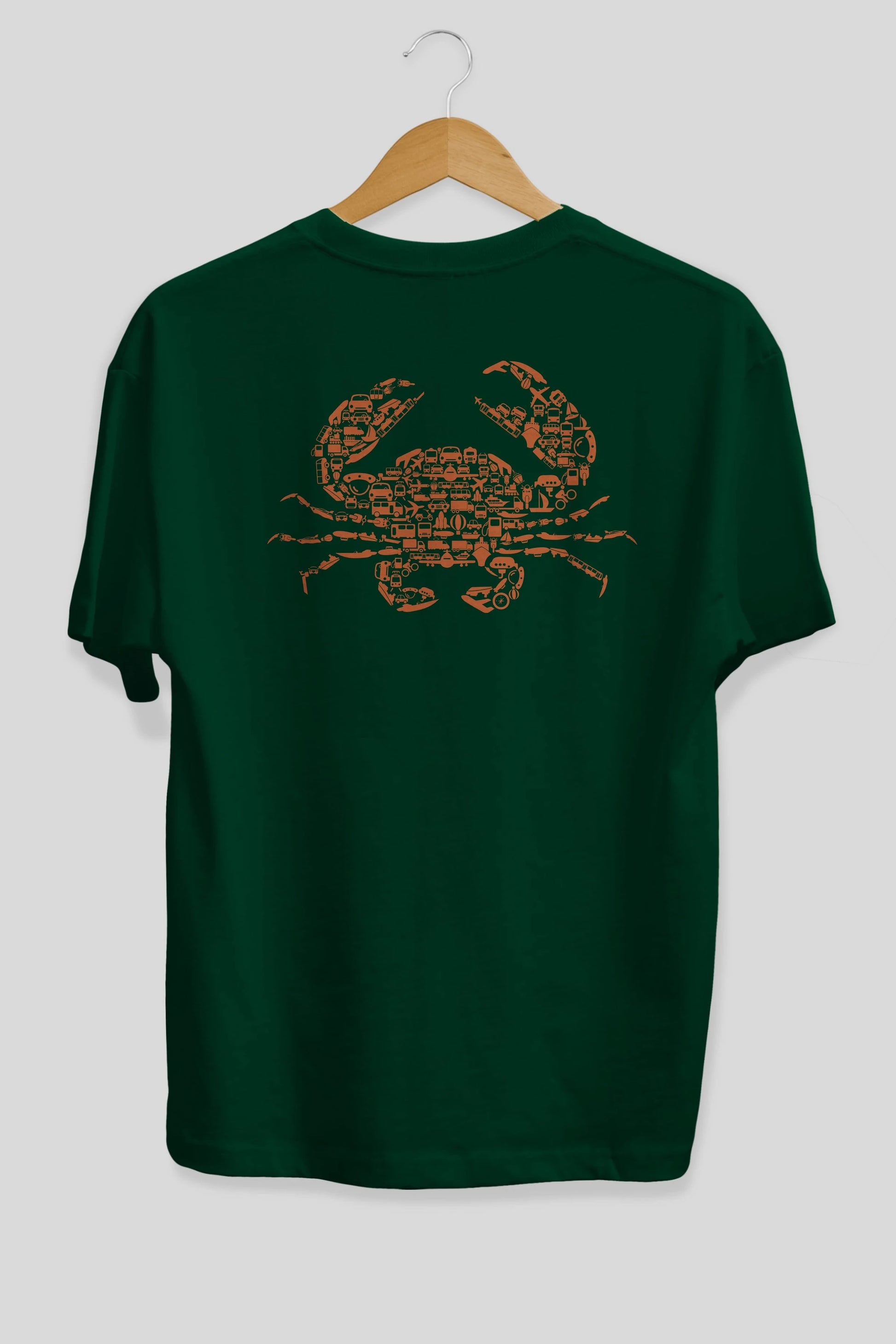 Crab Arka Baskılı Oversize t-shirt %100 pamuk Erkek Kadın Unisex