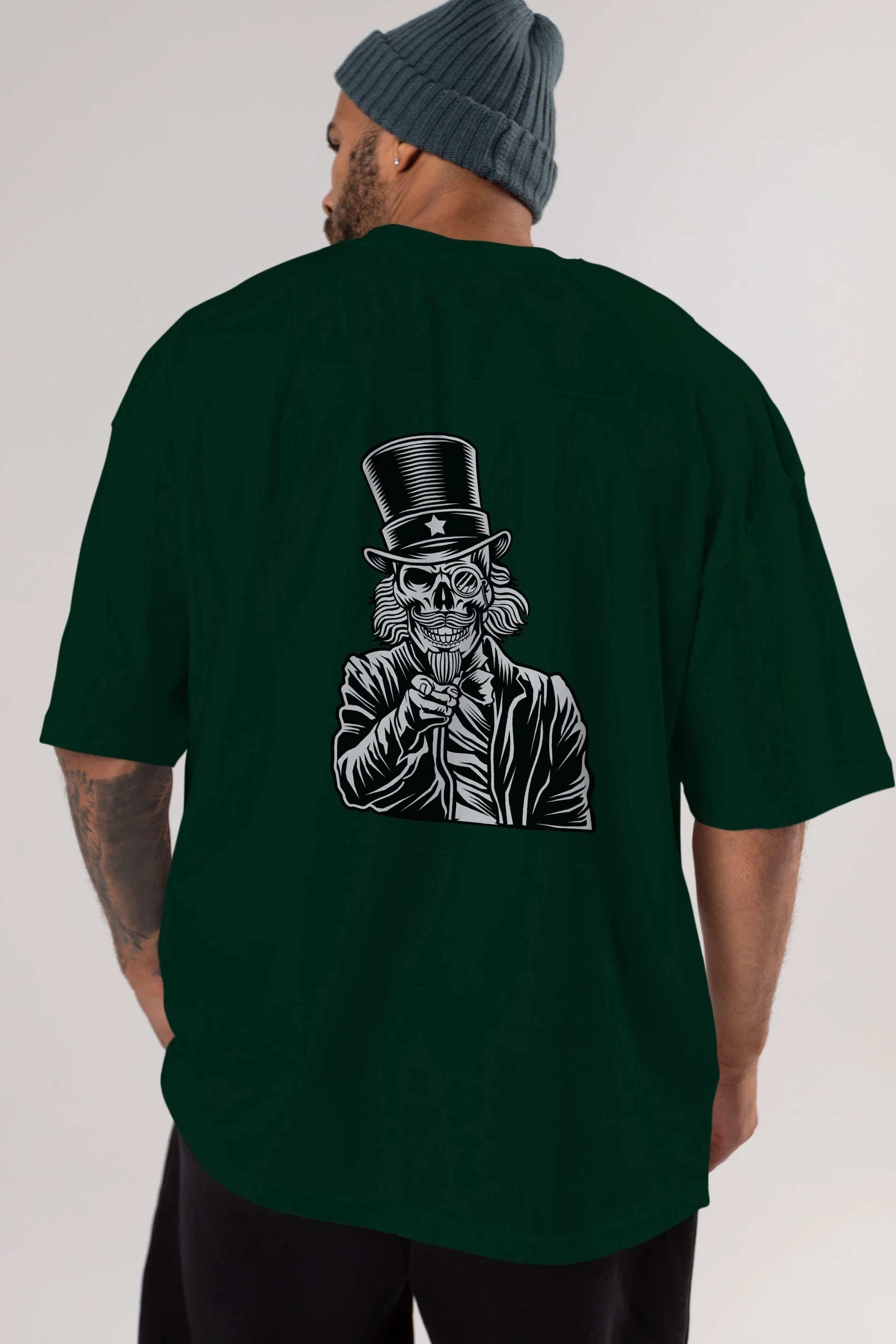 I Want You Skull Arka Baskılı Oversize t-shirt Erkek Kadın Unisex %100 Pamuk tişort