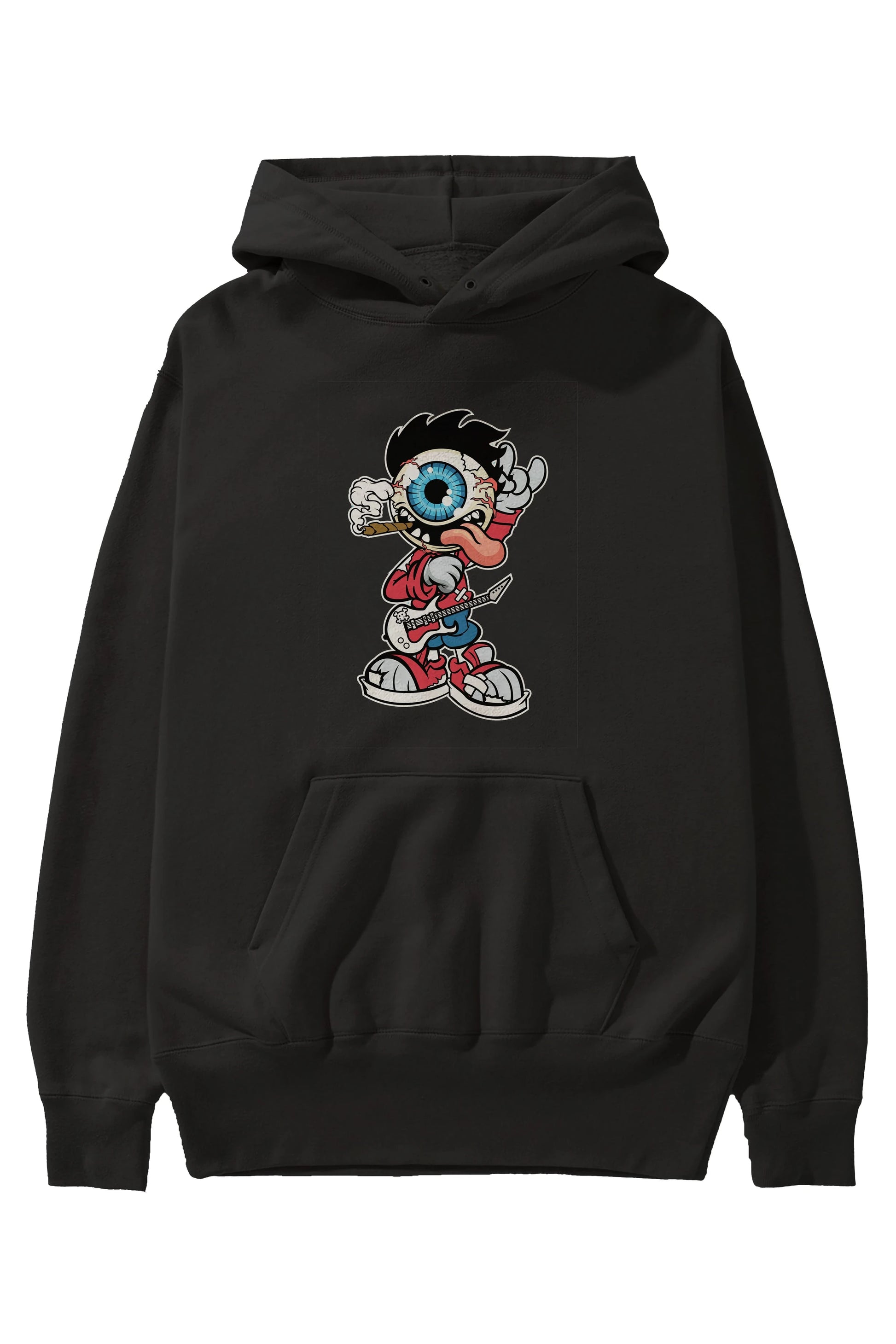 Eyeball Rockstar Ön Baskılı Hoodie Oversize Kapüşonlu Sweatshirt Erkek Kadın Unisex