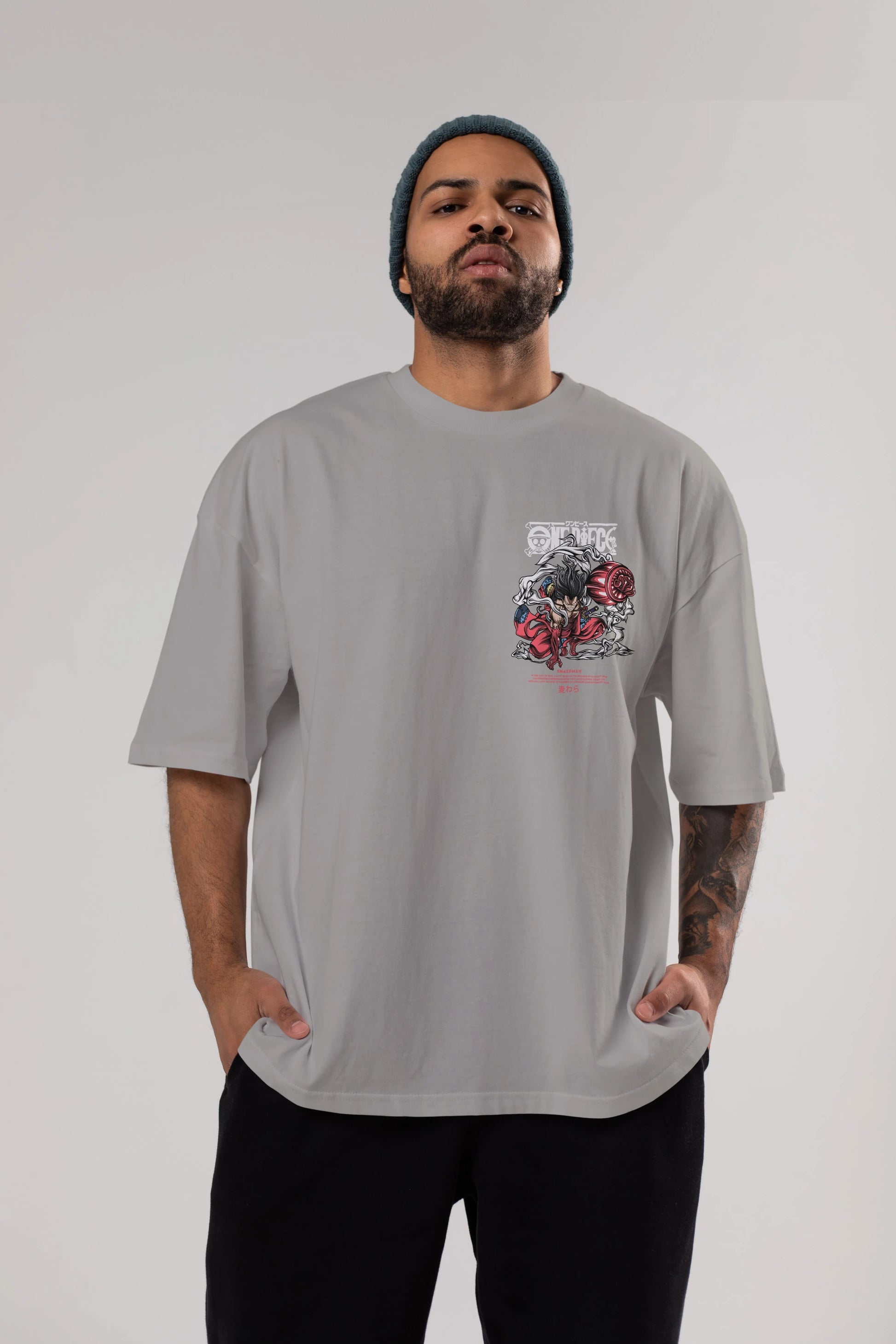 One Piece Snakeman Ön Sol Baskılı Oversize t-shirt Erkek Kadın Unisex %100 Pamuk Bisiklet Yaka tişort