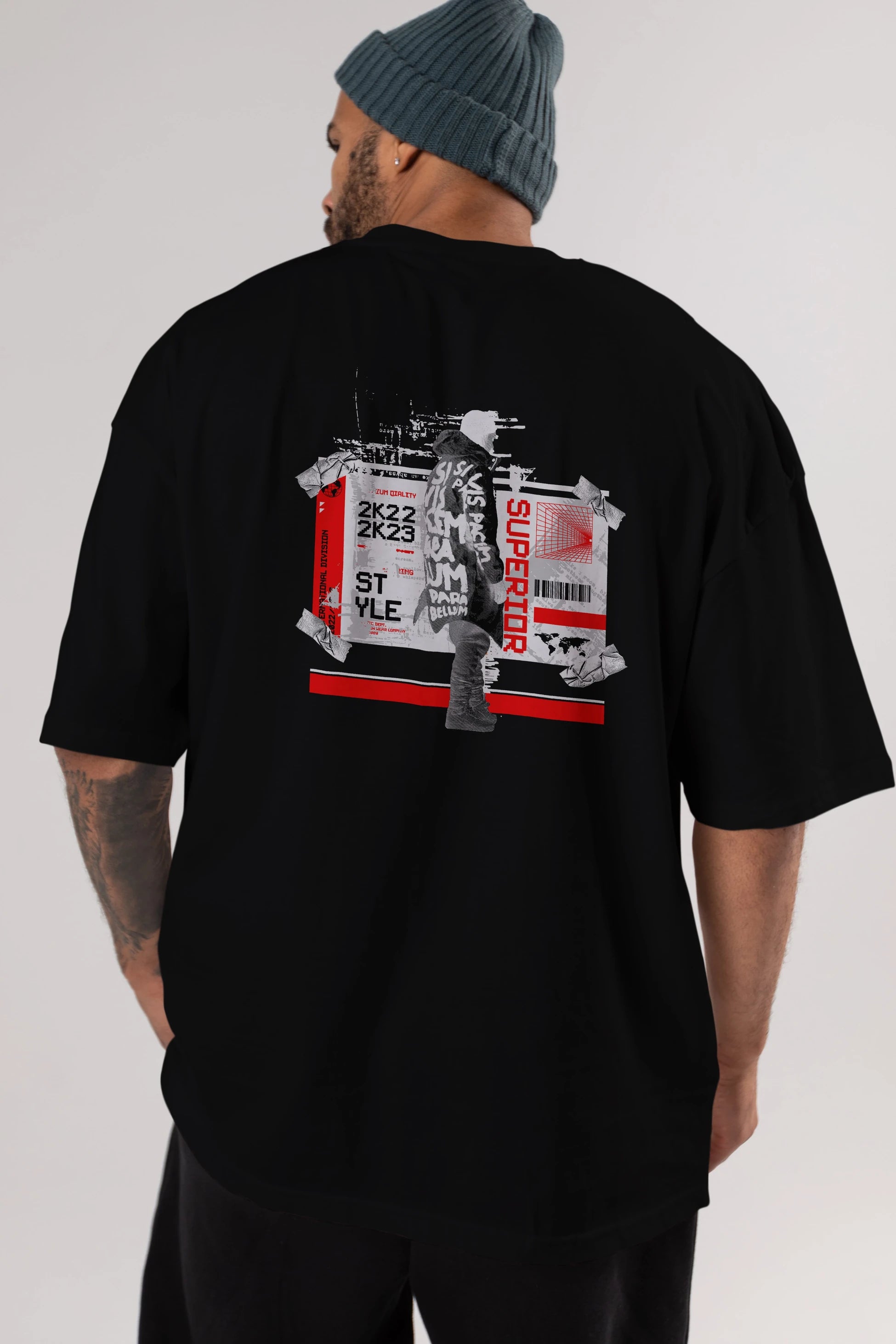 Superior Arka Baskılı Oversize t-shirt Erkek Kadın Unisex