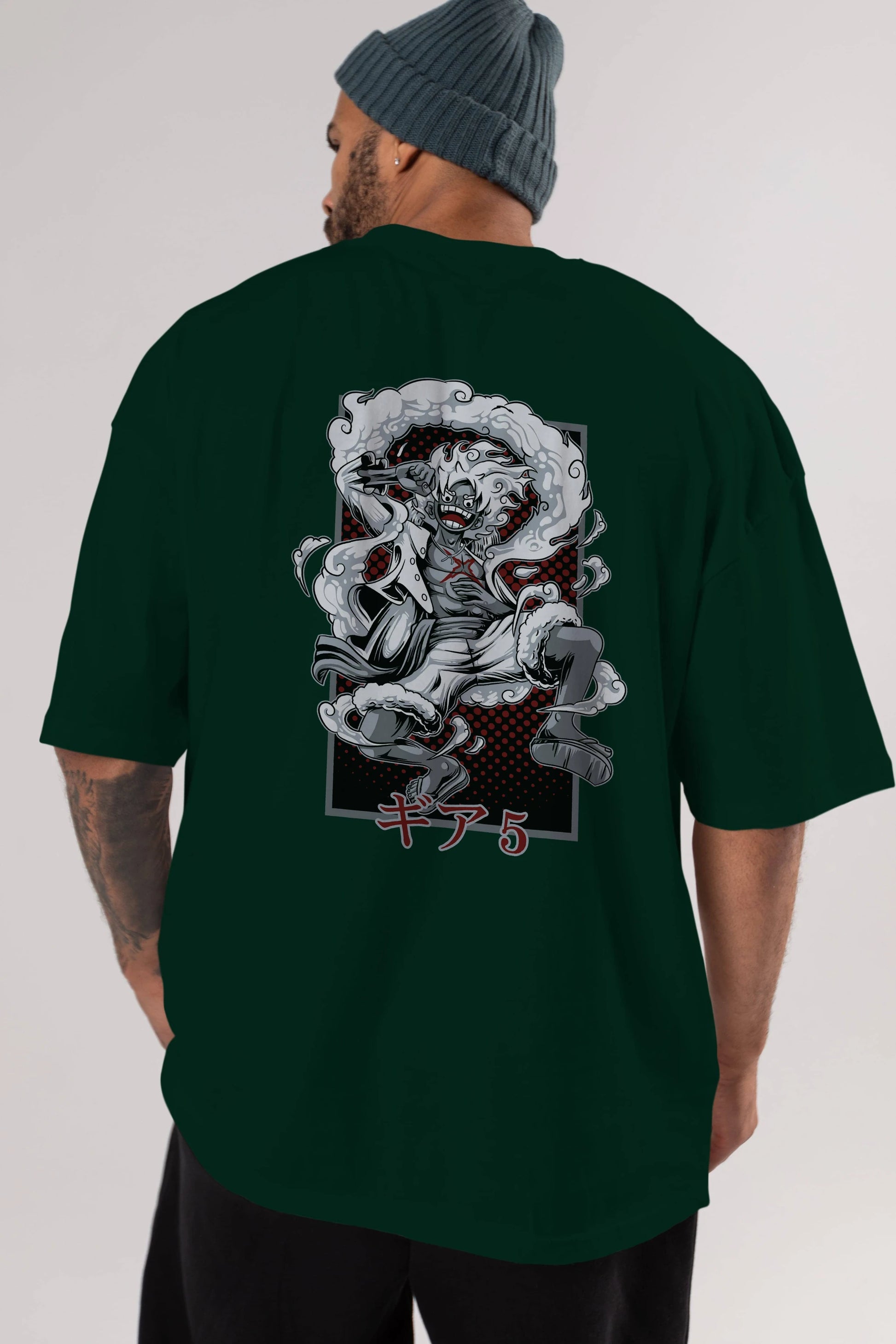 LUFFY GEAR 5 Anime Arka Baskılı Oversize t-shirt Erkek Kadın Unisex