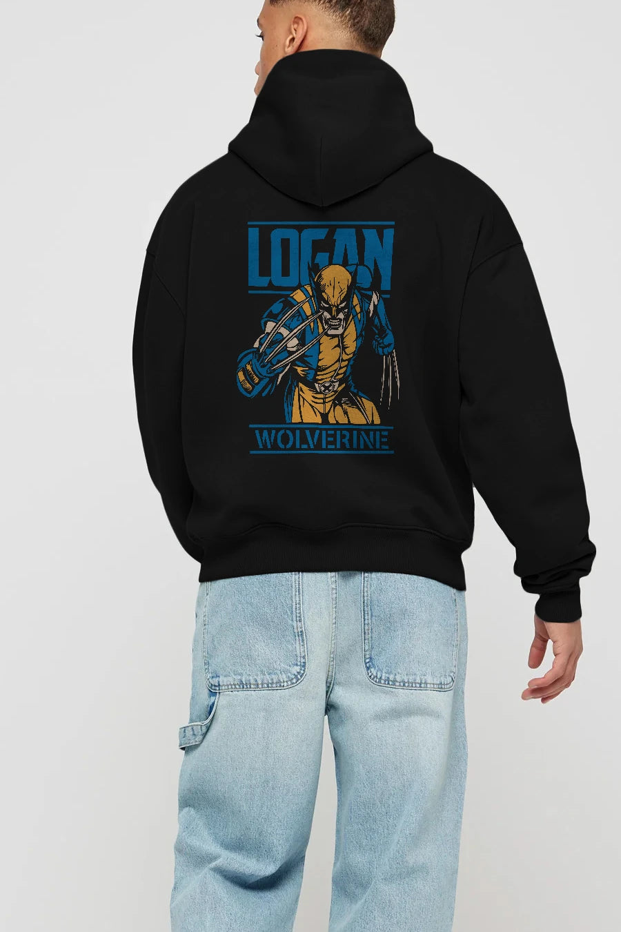 Wolverine Logan Arka Baskılı Hoodie Oversize Kapüşonlu Sweatshirt Erkek Kadın Unisex