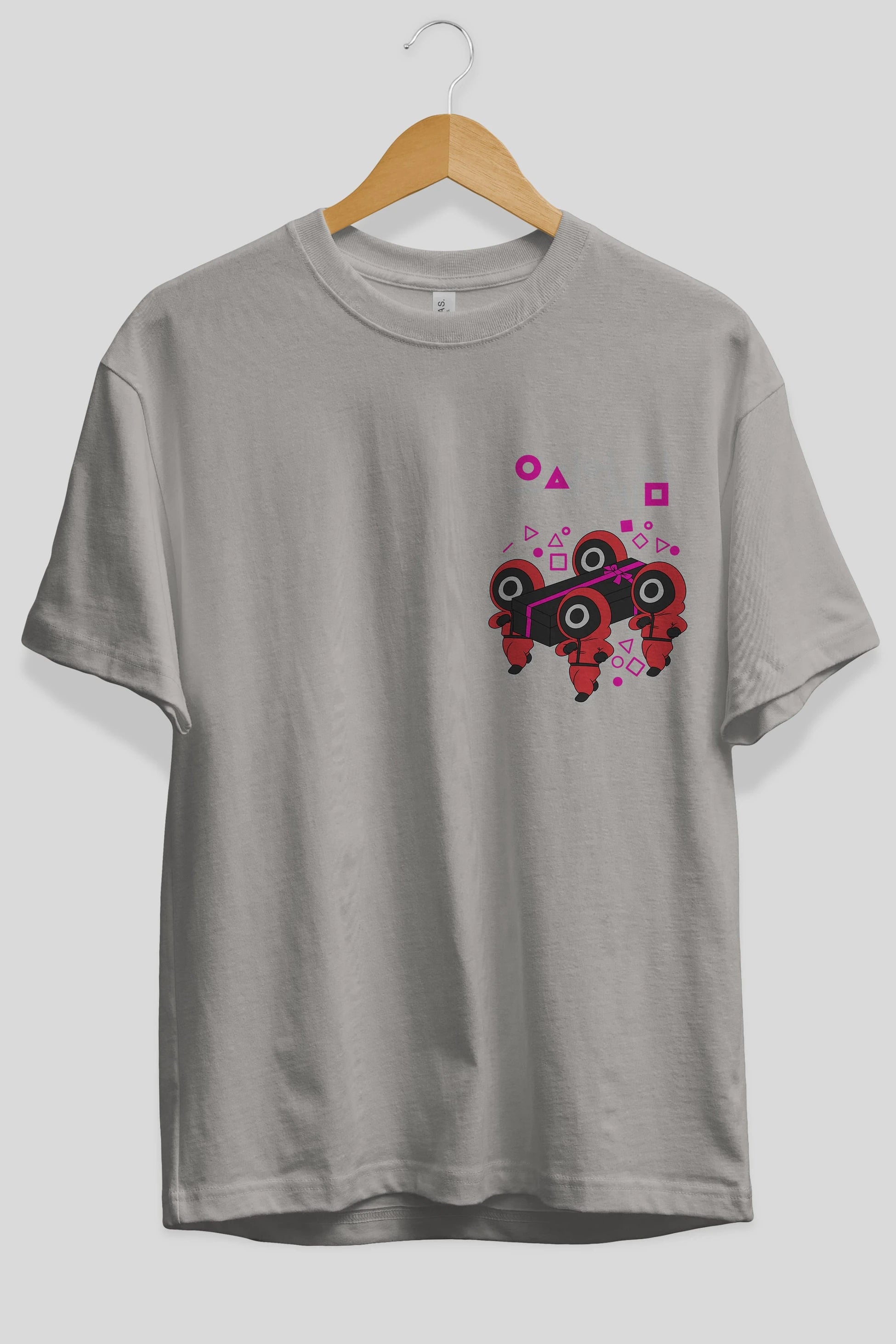 Squid Game (6) Ön Sol Baskılı Oversize t-shirt Erkek Kadın Unisex %100 Pamuk Bisiklet Yaka tişort