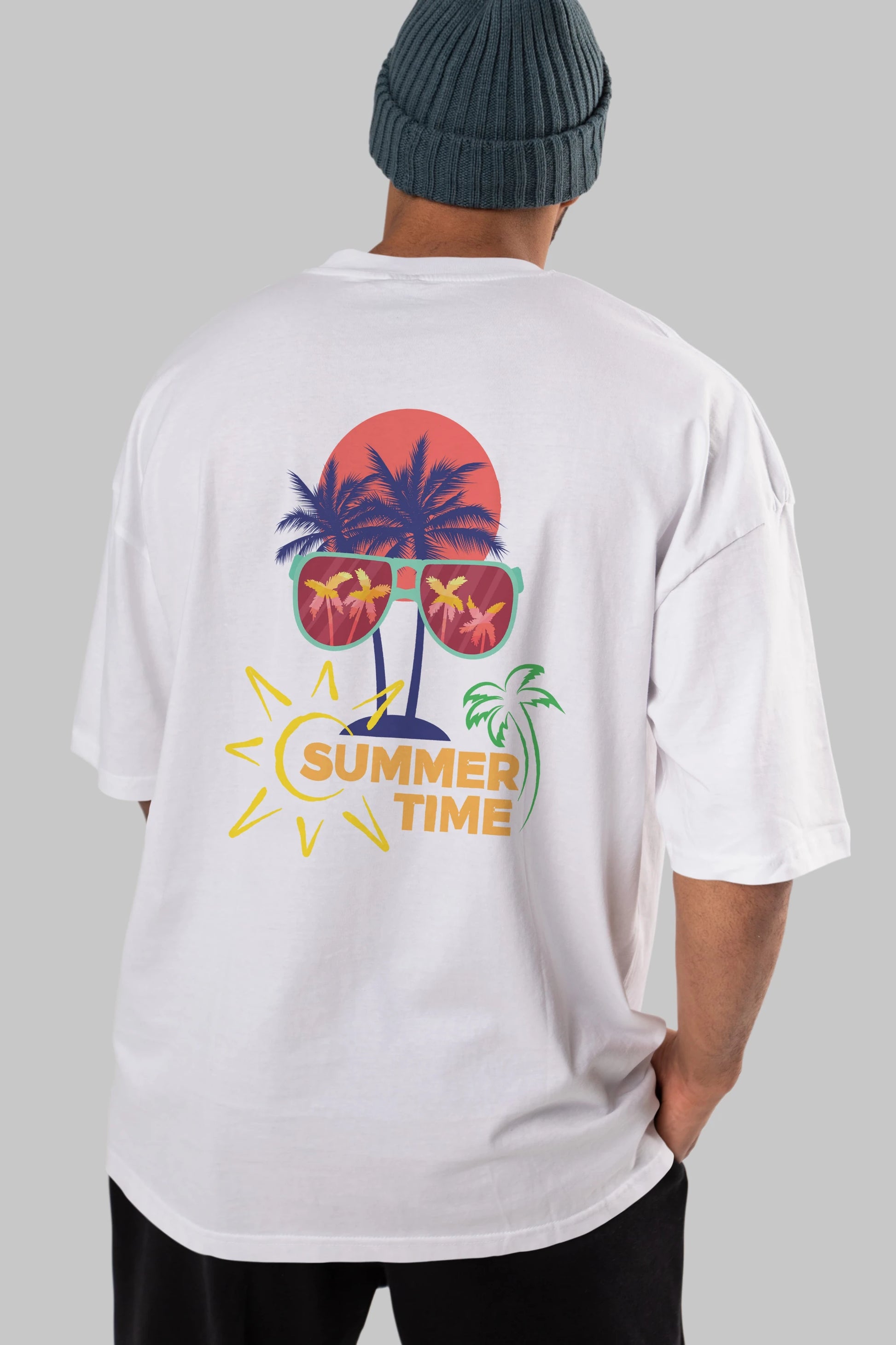 Summer Time Yazılı Arka Baskılı Oversize t-shirt Erkek Kadın Unisex