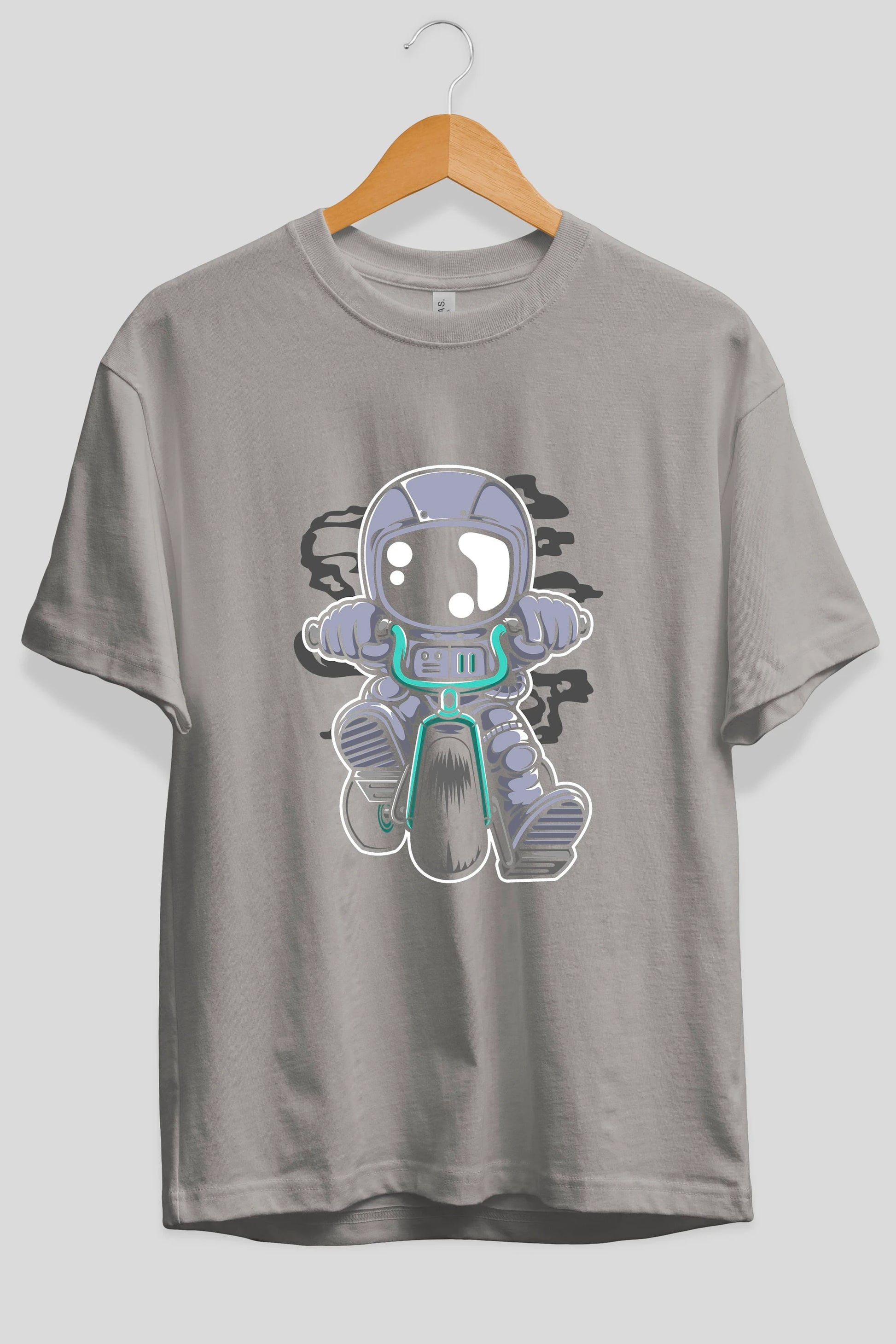 Astronaut Biker Ön Baskılı Oversize t-shirt Erkek Kadın Unisex