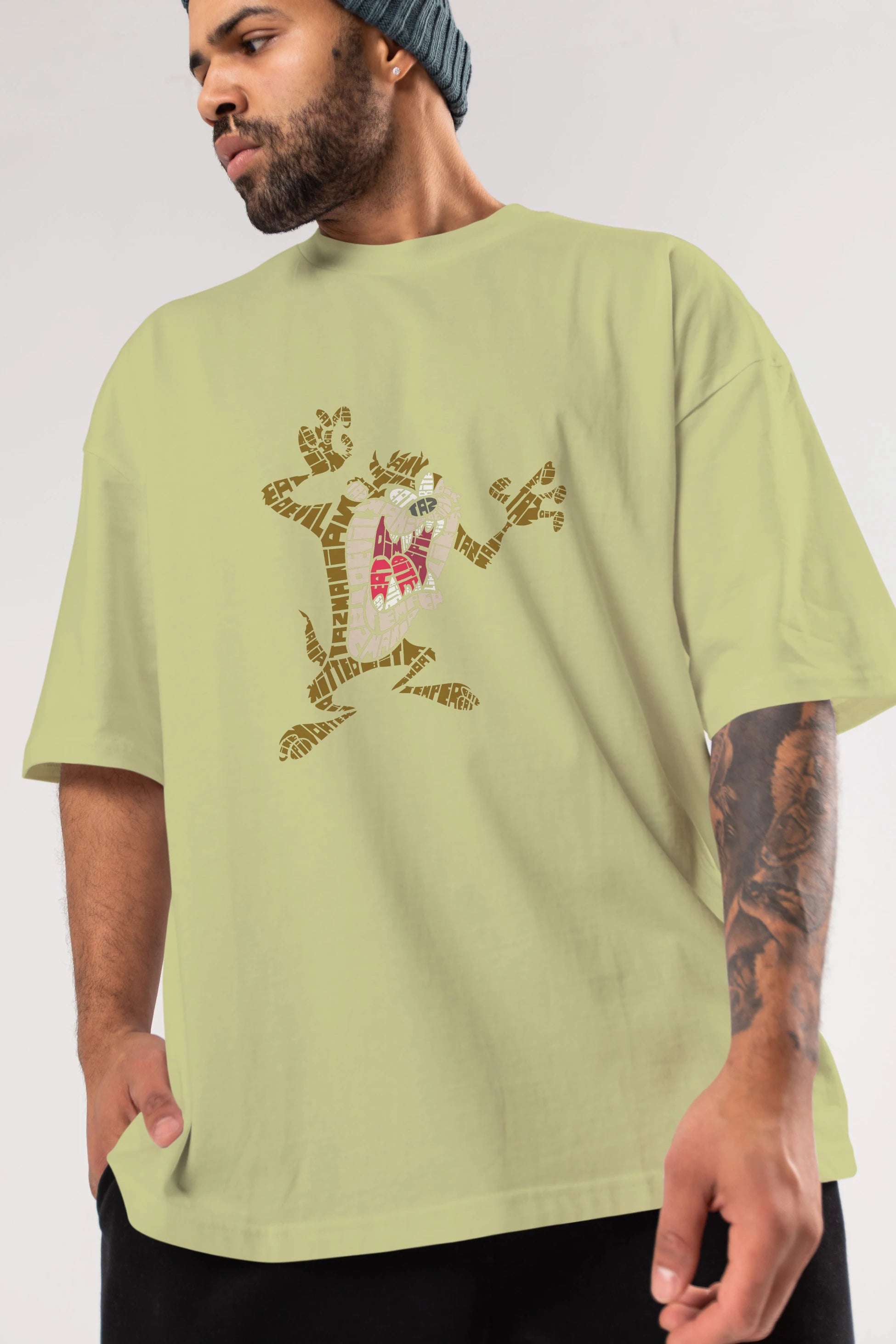 Tazmania Ön Baskılı Oversize t-shirt %100 pamuk Erkek Kadın Unisex