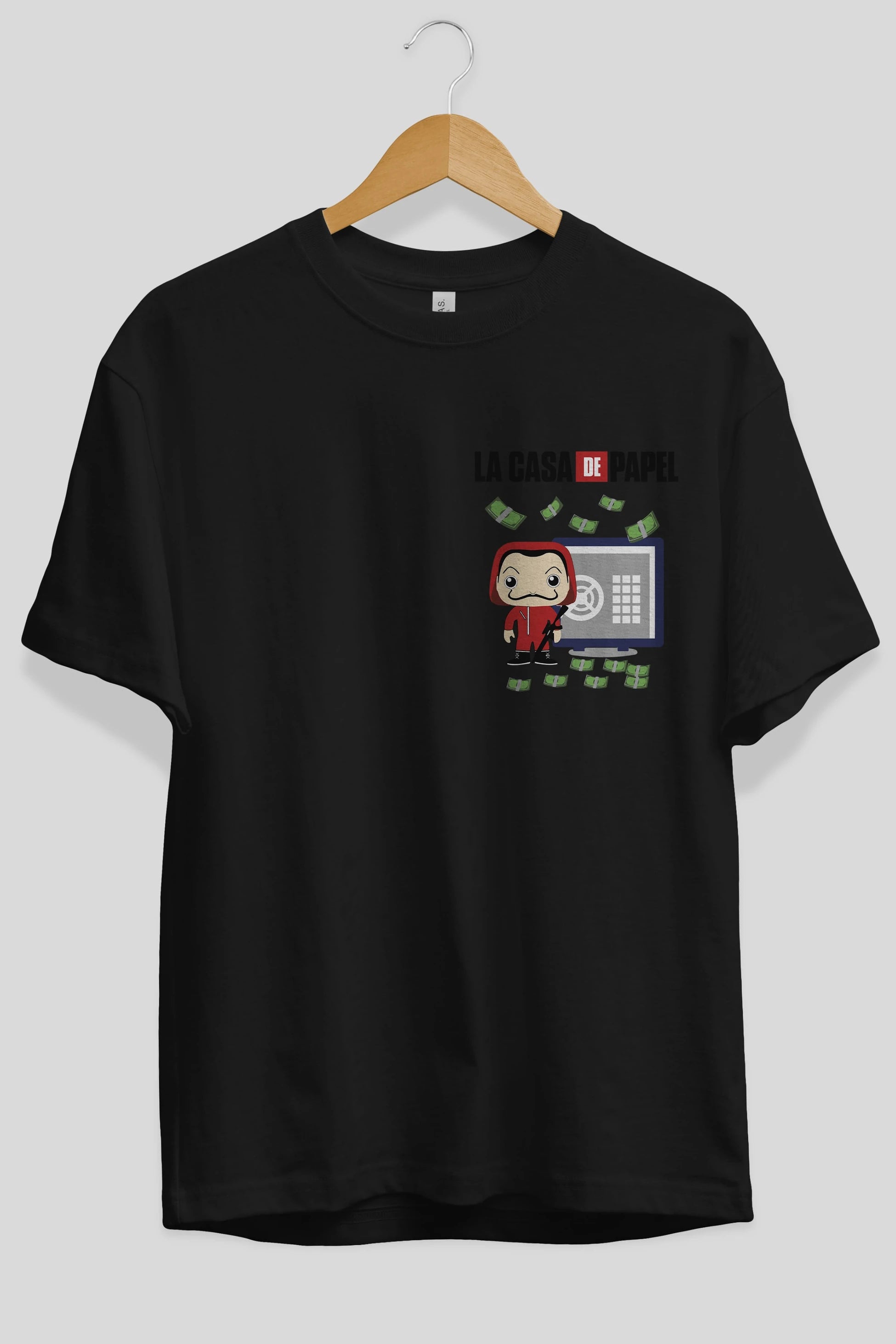 La Casa De Papel (4) Ön Sol Baskılı Oversize t-shirt Erkek Kadın Unisex %100 Pamuk Bisiklet Yaka tişort