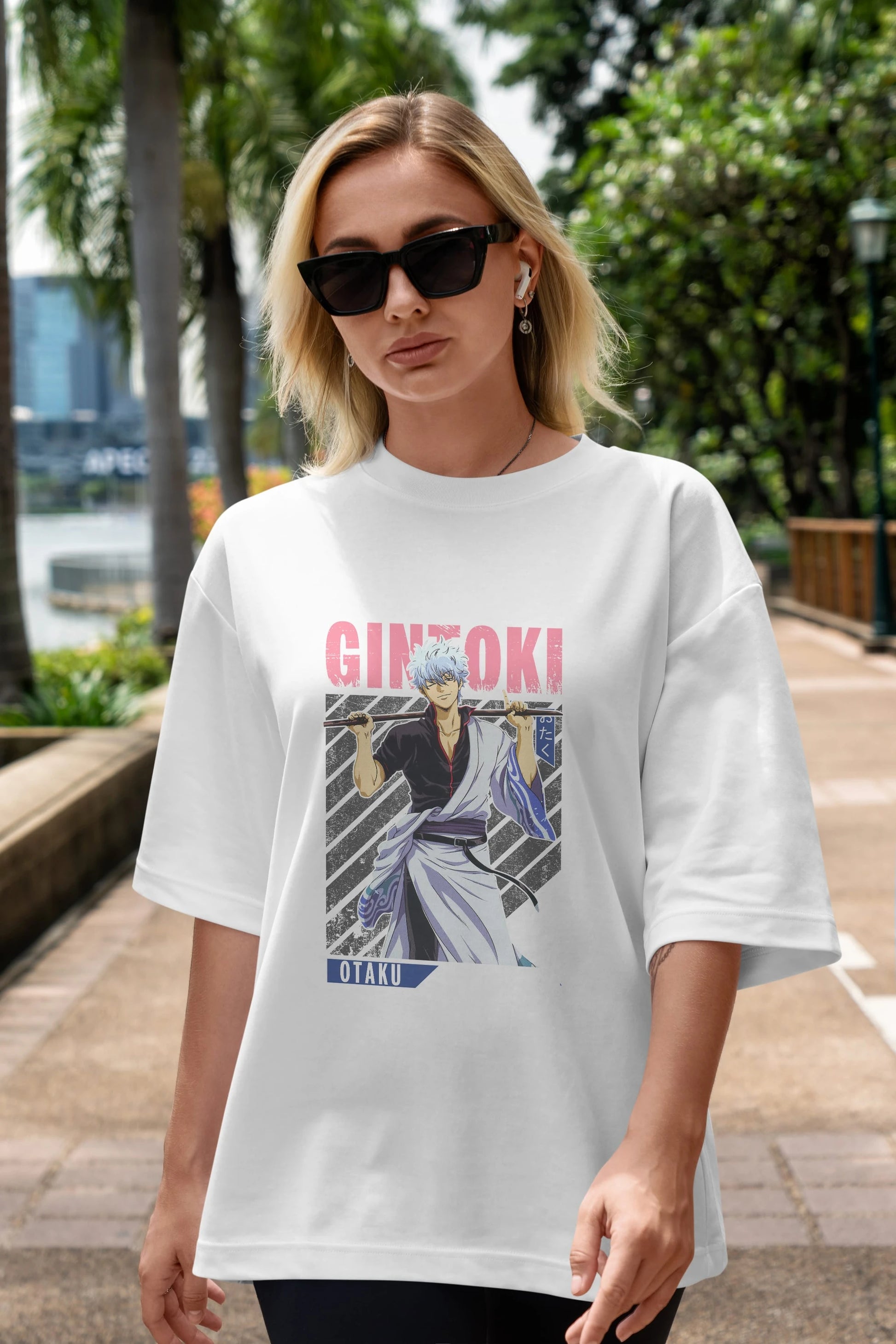 Gintoki Sakata GINTAMA 3 Anime Ön Baskılı Oversize t-shirt %100 pamuk Erkek Kadın Unisex