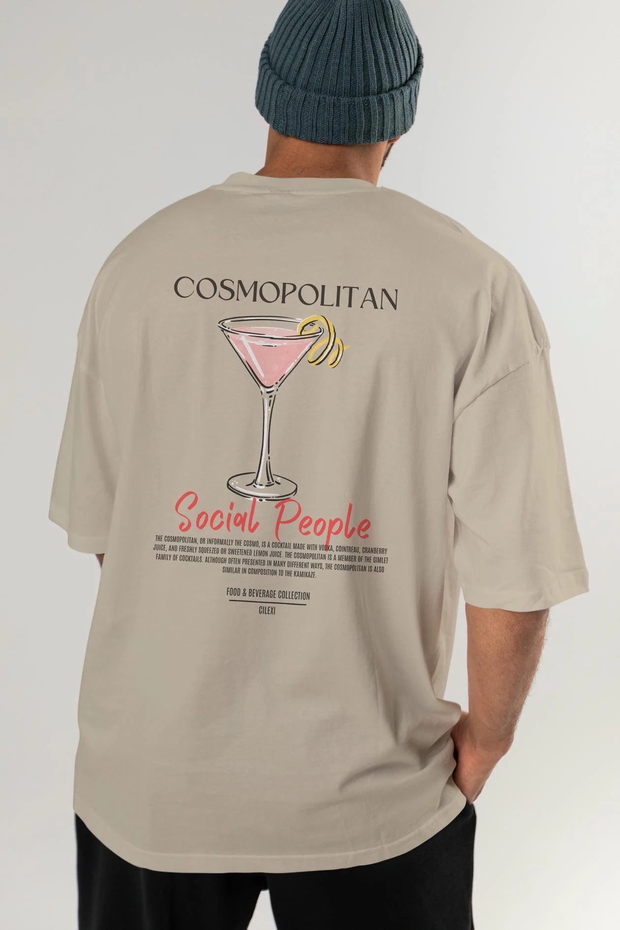 Cosmopolıtan Kokteyl Serisi Baskılı Oversize t-shirt Erkek Kadın Unisex %100 Pamuk Bisiklet Yaka tişort