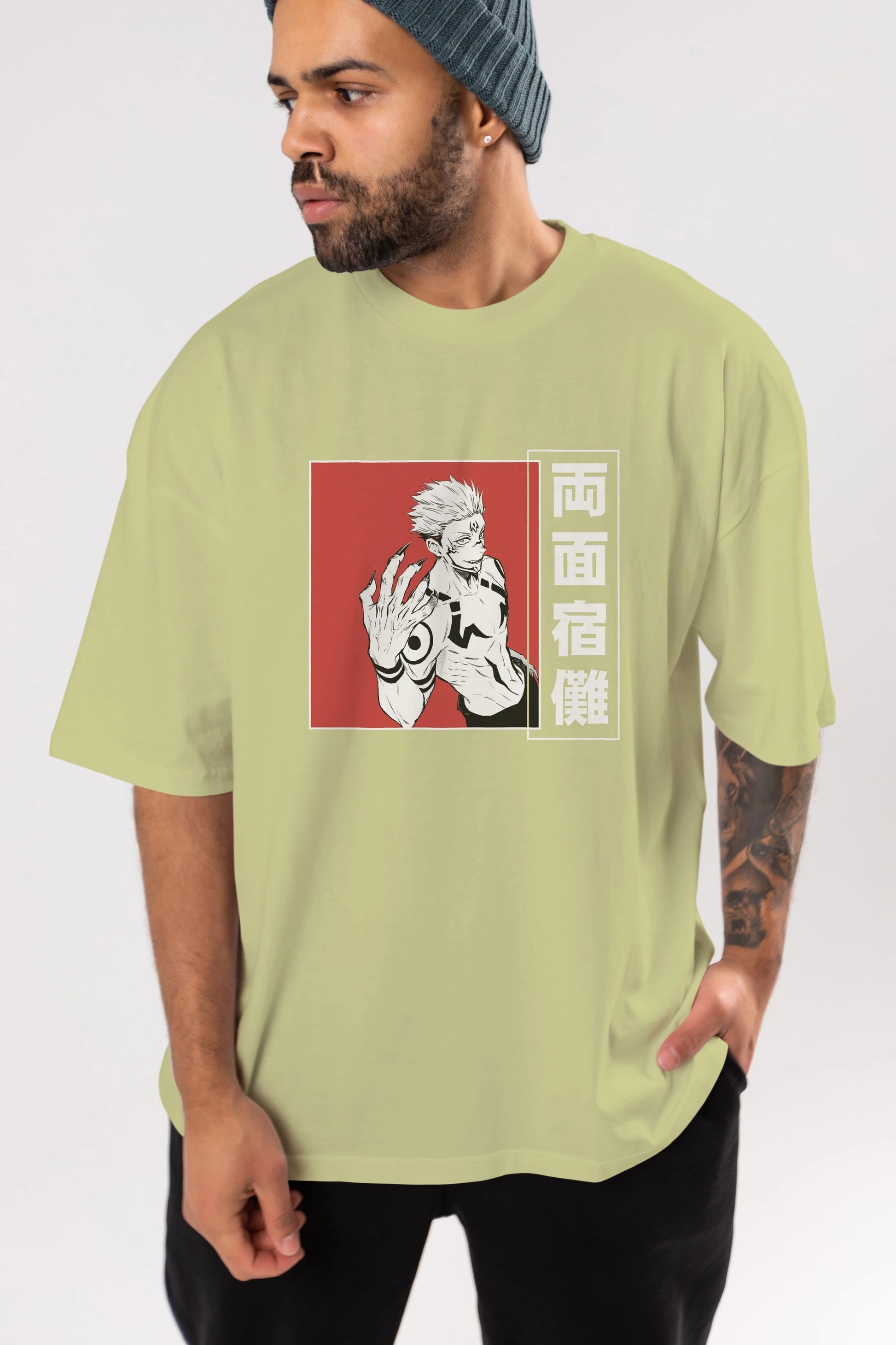 Sukuna Ryoumen 2 Anime Ön Baskılı Oversize t-shirt %100 pamuk Erkek Kadın Unisex