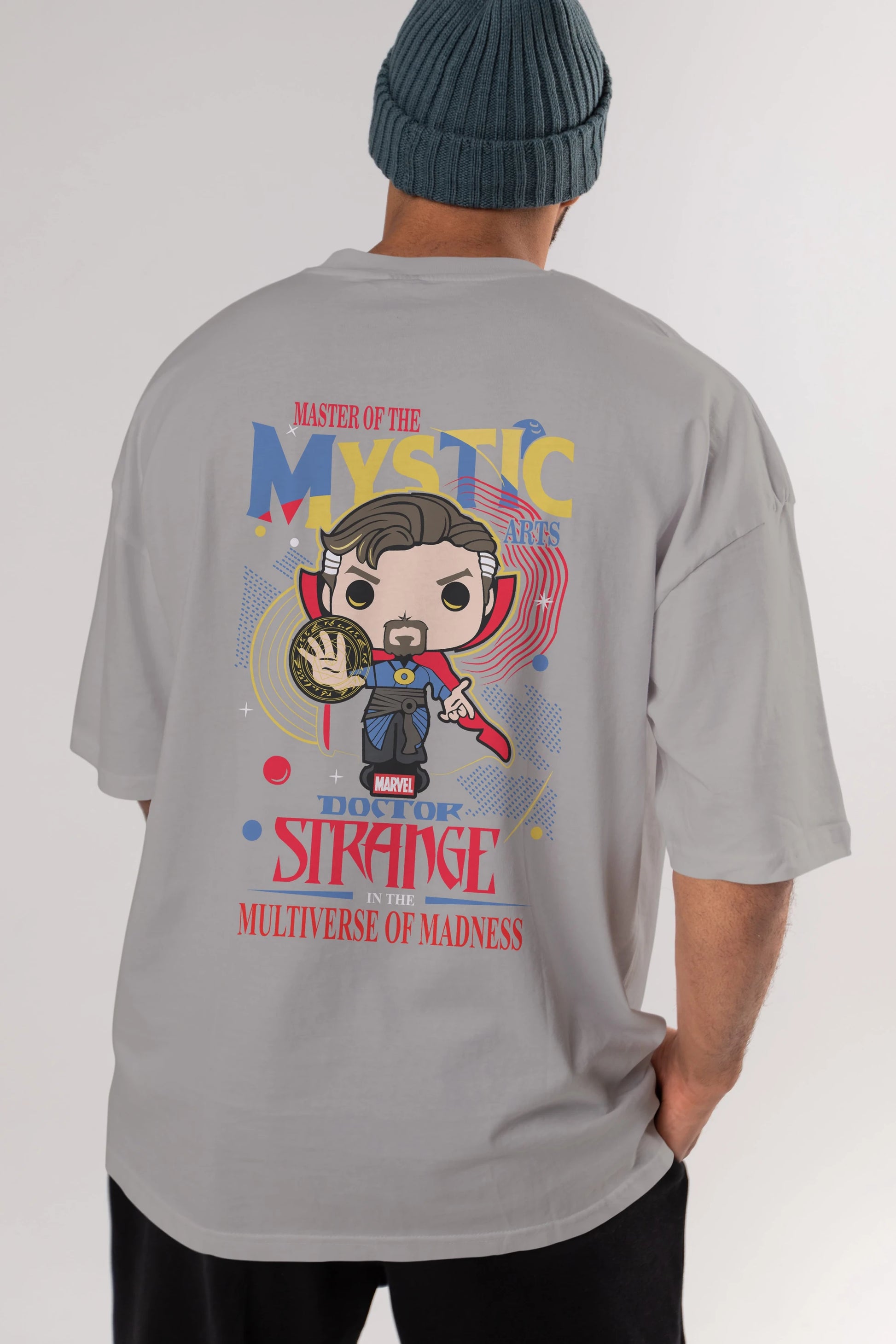 Doctor Strange Arka Baskılı Oversize t-shirt Erkek Kadın Unisex %100 Pamuk Bisiklet Yaka tişort