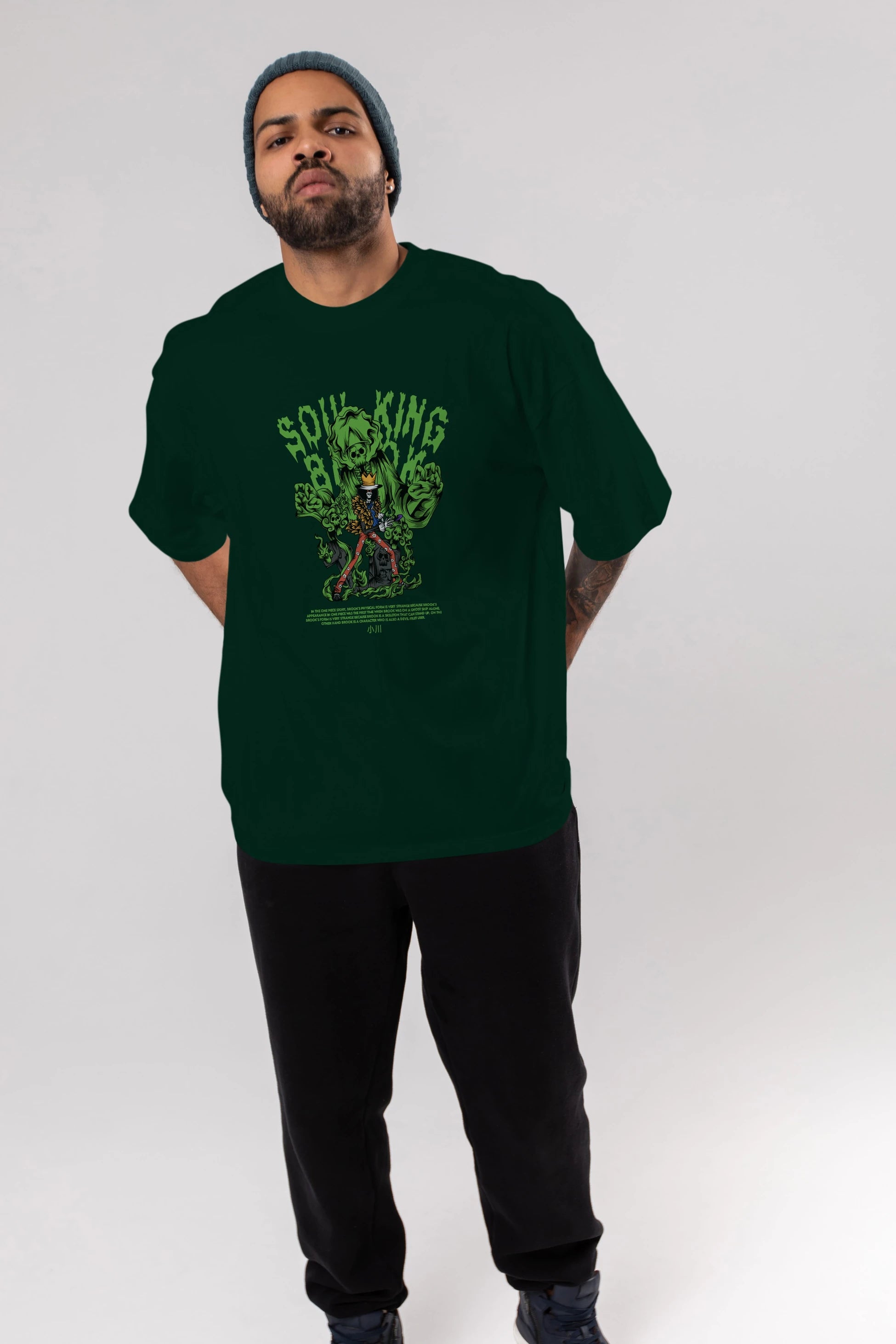 Soul King Brook Anime Ön Baskılı Oversize t-shirt %100 pamuk Erkek Kadın Unisex