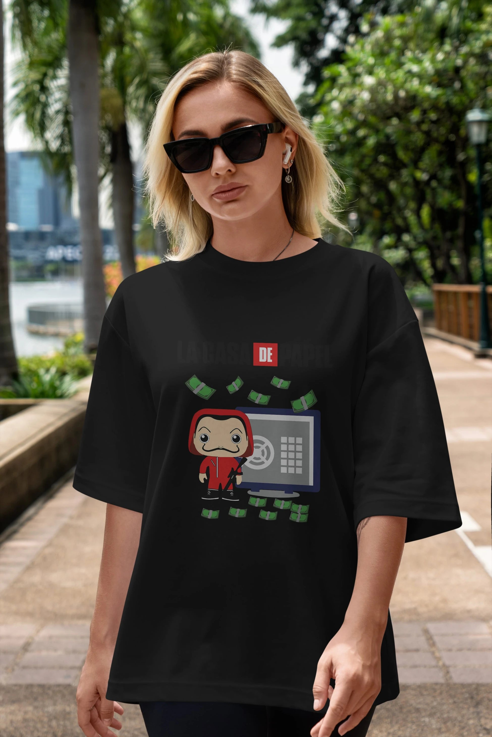 La Casa De Papel (4) Ön Baskılı Oversize t-shirt Erkek Kadın Unisex %100 Pamuk Bisiklet Yaka tişort