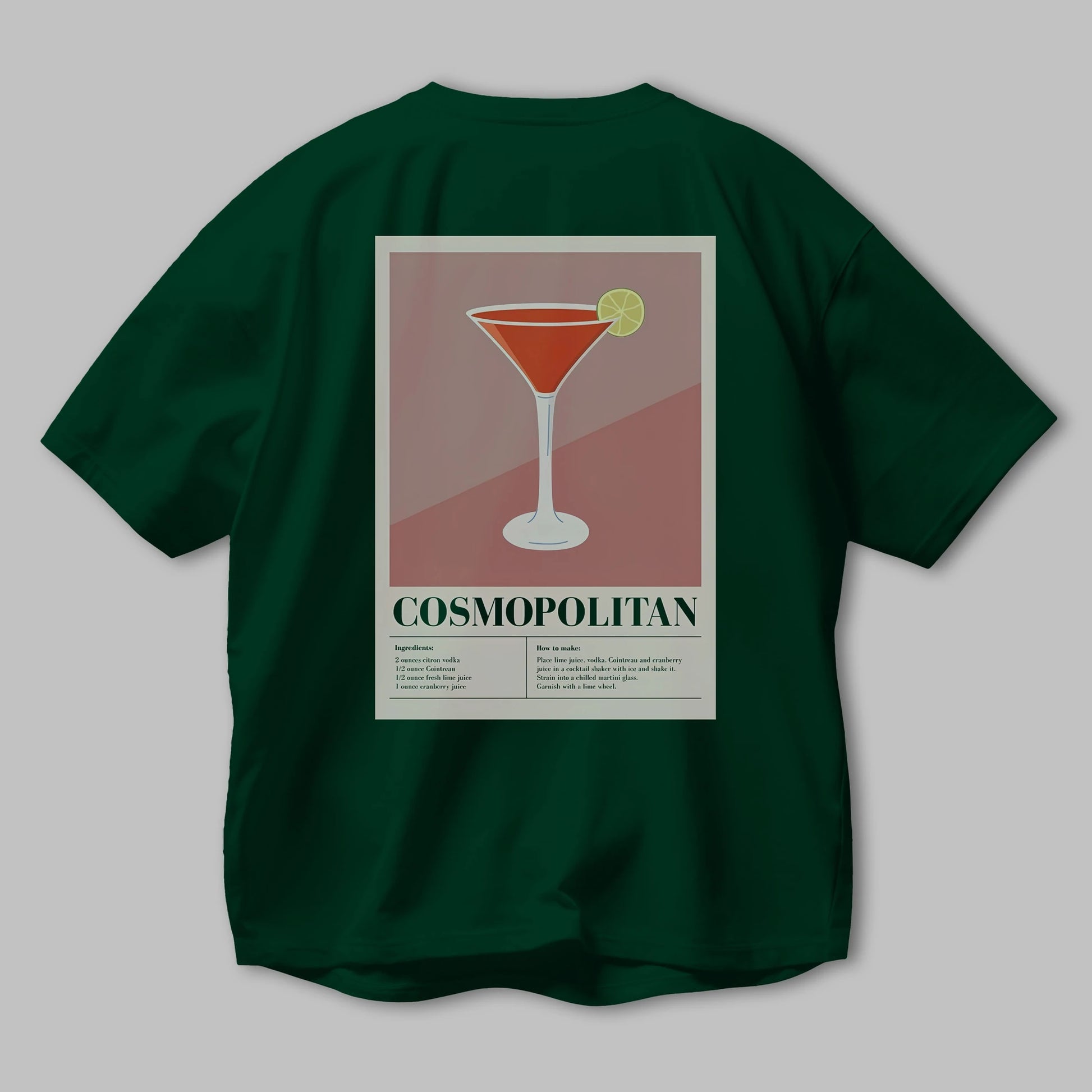 Cosmopolitan 3 Arka Baskılı Oversize t-shirt Erkek Kadın Unisex %100 Pamuk Bisiklet Yaka tişort