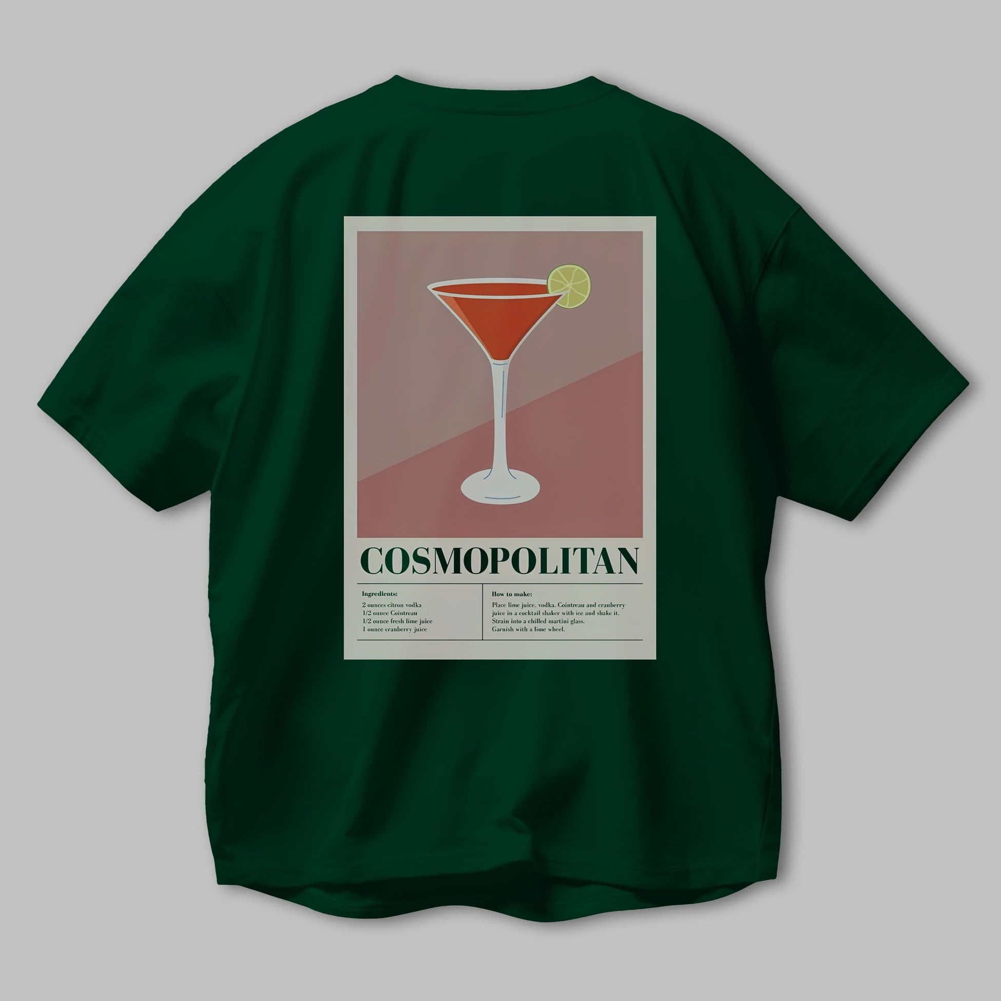 Cosmopolitan 3 Arka Baskılı Oversize t-shirt Erkek Kadın Unisex %100 Pamuk Bisiklet Yaka tişort