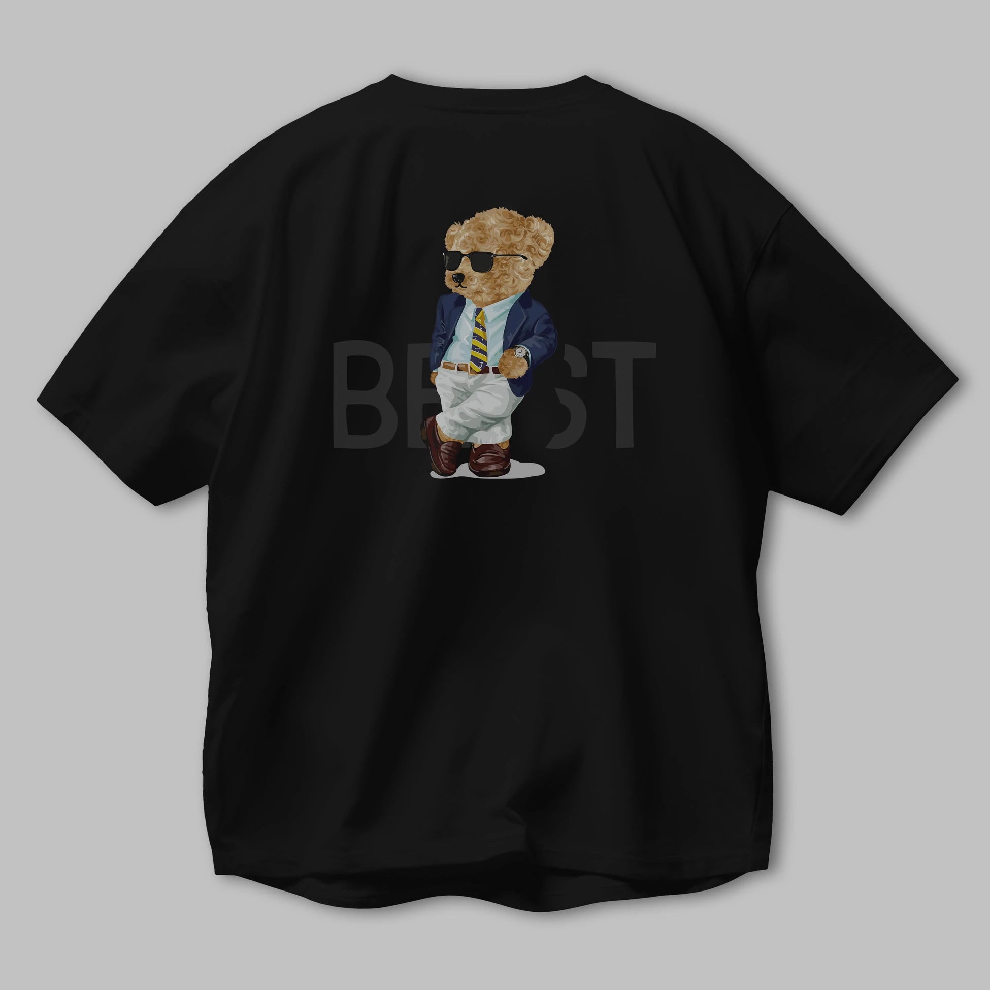 Teddy Bear The Best Arka Baskılı Oversize t-shirt Erkek Kadın Unisex %100 Pamuk