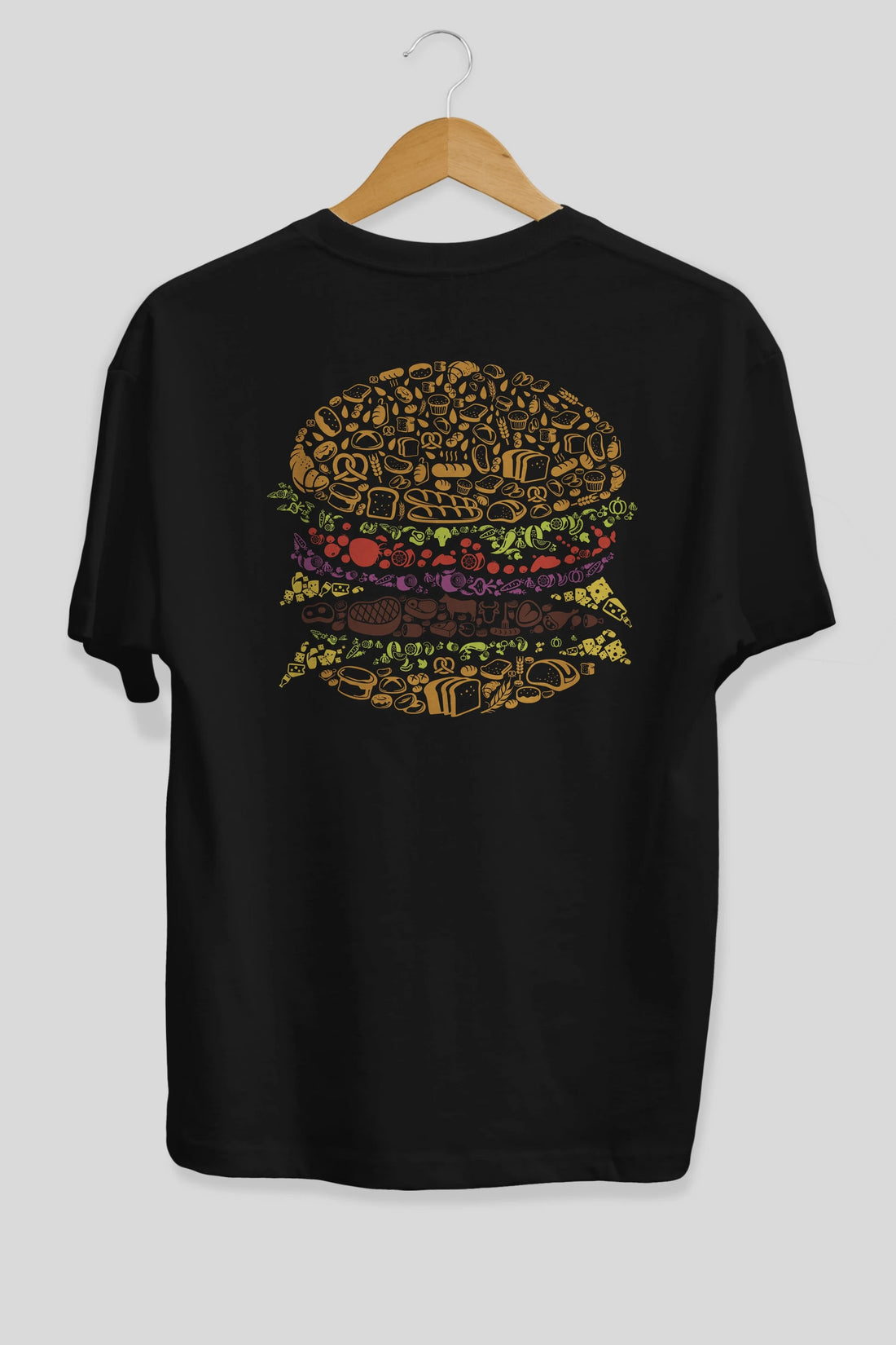 Burger Arka Baskılı Oversize t-shirt %100 pamuk Erkek Kadın Unisex