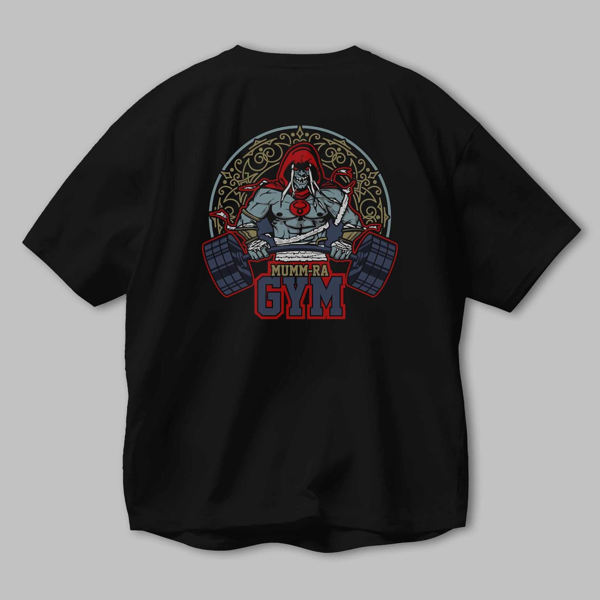 Mumm-ra GYM Arka Baskılı Oversize t-shirt Erkek Kadın Unisex %100 Pamuk Bisiklet Yaka tişort