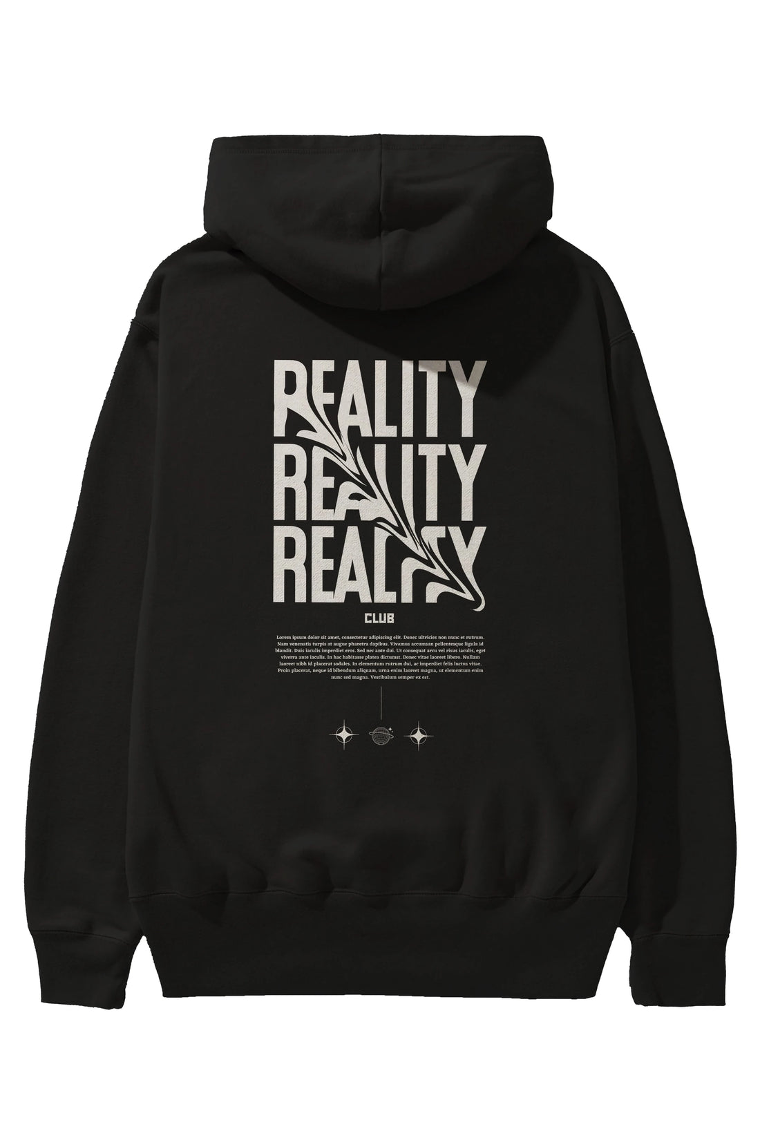 Reality Yazılı Arka Baskılı Oversize Hoodie Kapüşonlu Sweatshirt Erkek Kadın Unisex