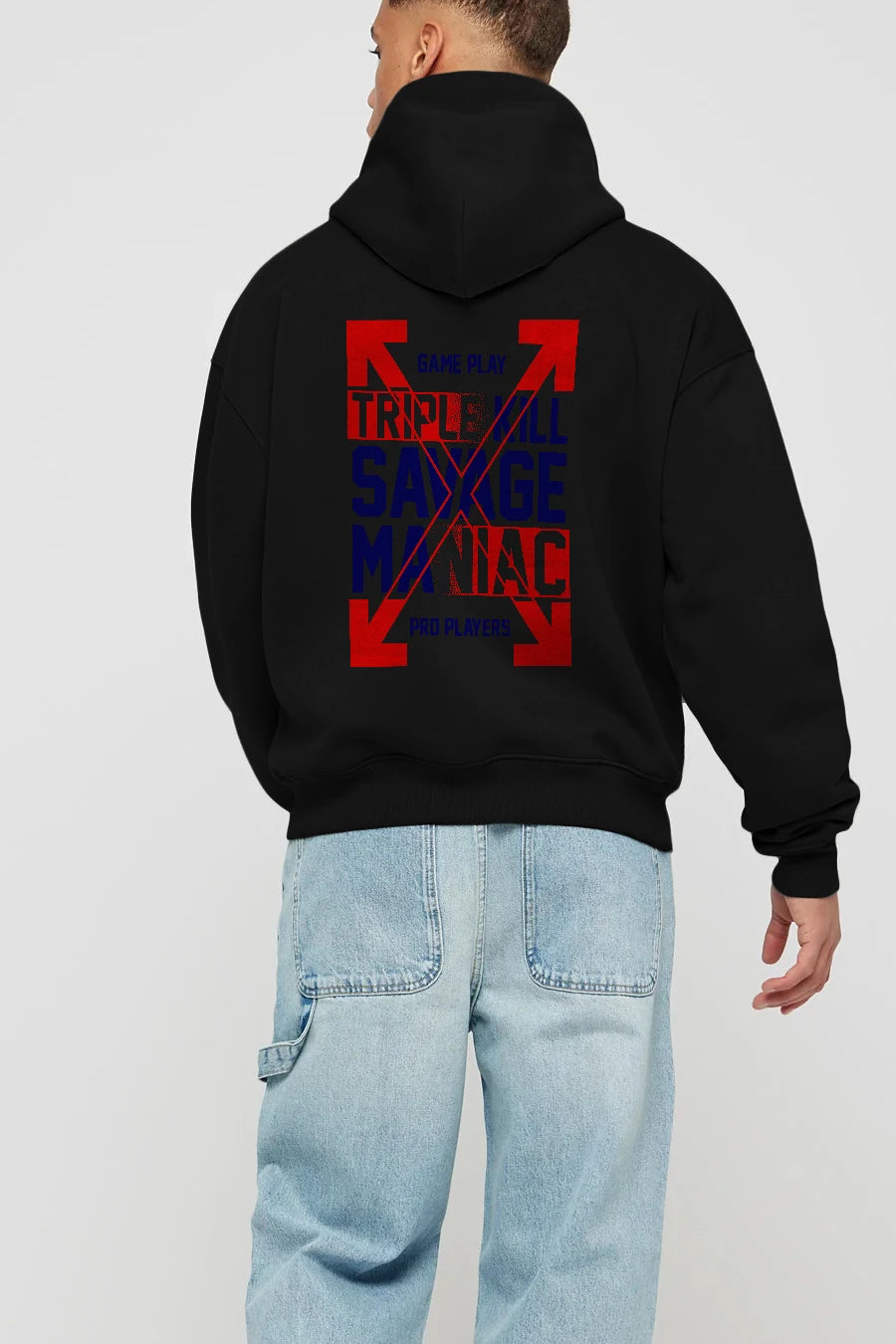 Kill Savage Arka Baskılı Hoodie Oversize Kapüşonlu Sweatshirt Erkek Kadın Unisex