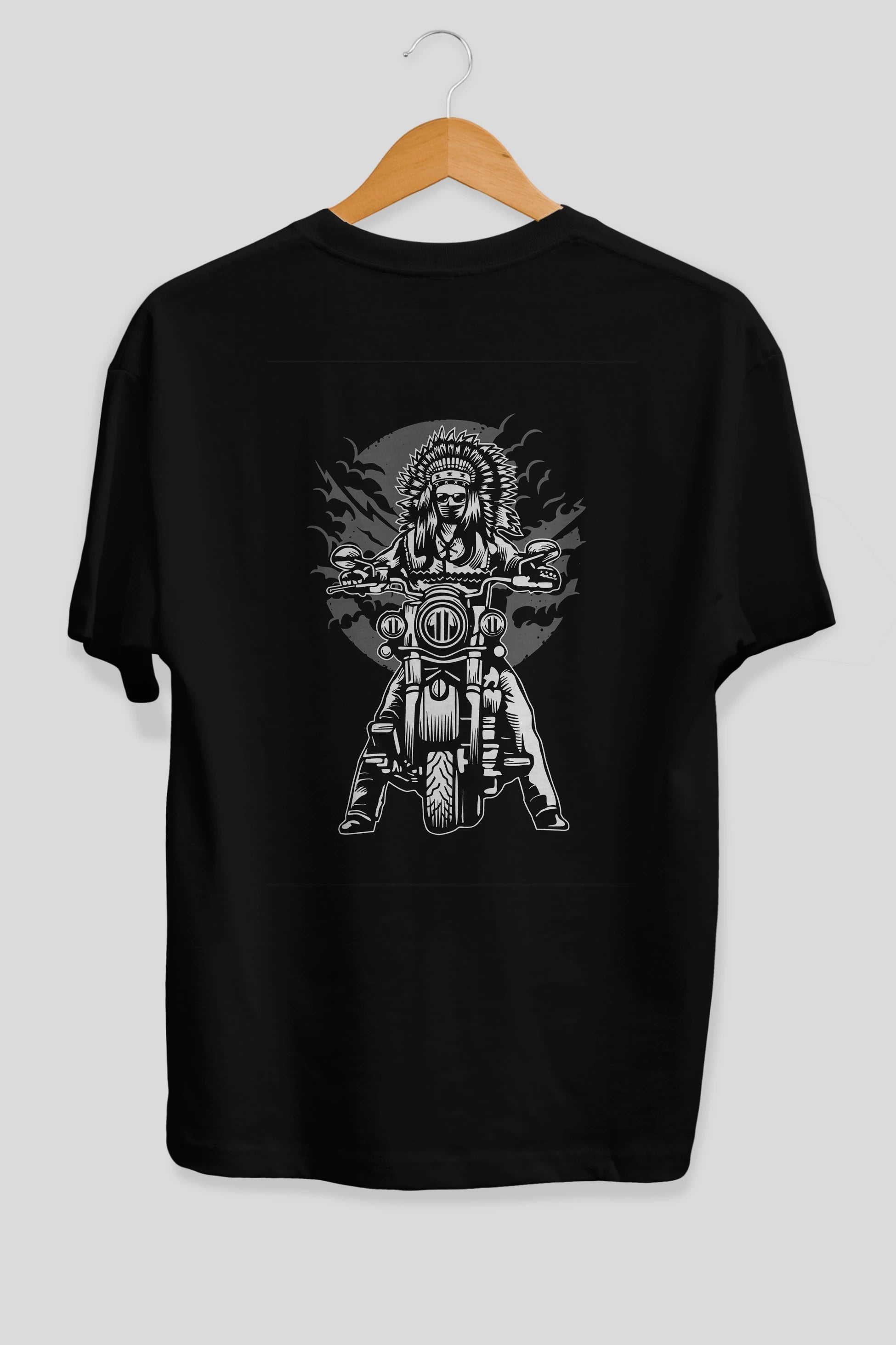 Indian Chief Motorcycle Arka Baskılı Oversize t-shirt Erkek Kadın Unisex %100 Pamuk