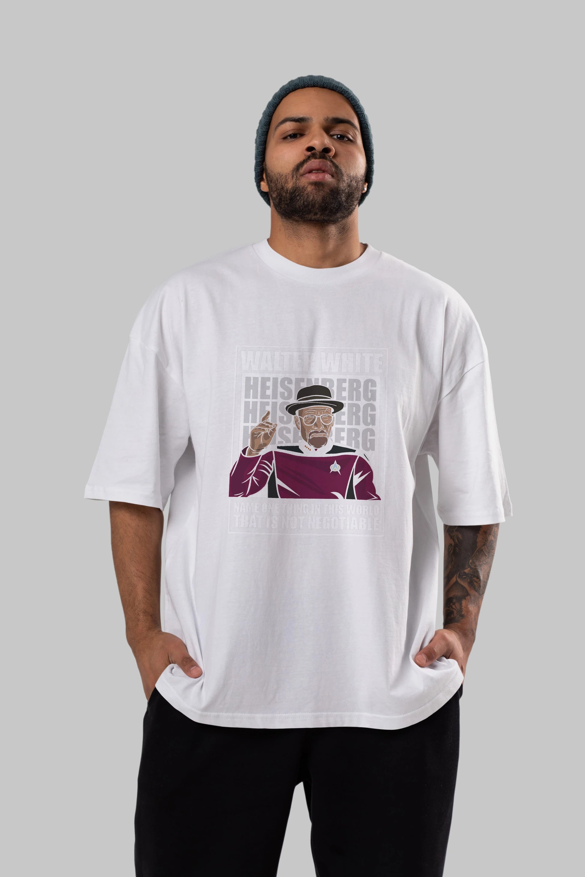 Captain Pixard Heisenberg Ön Baskılı Oversize t-shirt Erkek Kadın Unisex %100 Pamuk tişort