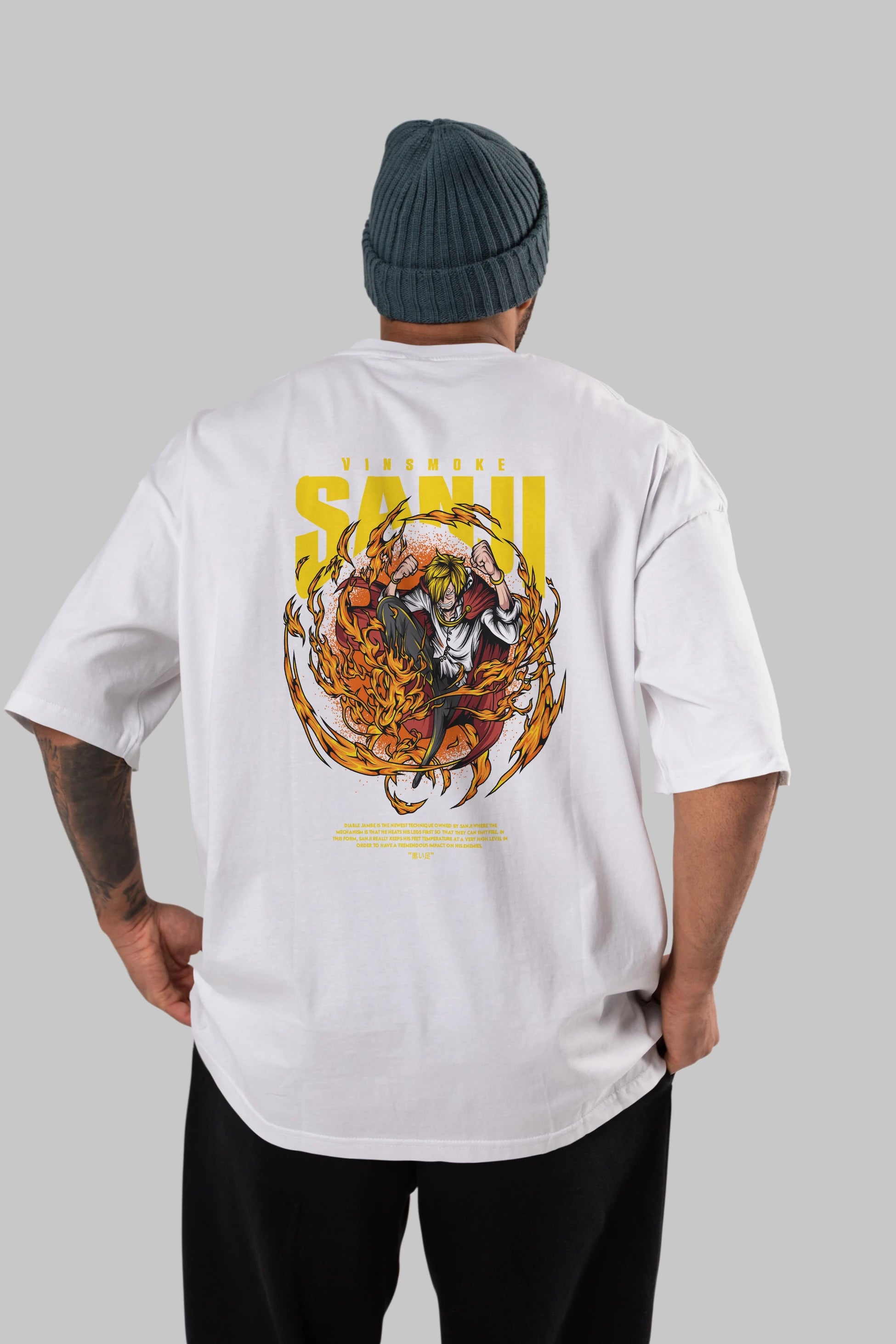 Vinsmoke Sanji Anime Arka Baskılı Oversize t-shirt Erkek Kadın Unisex
