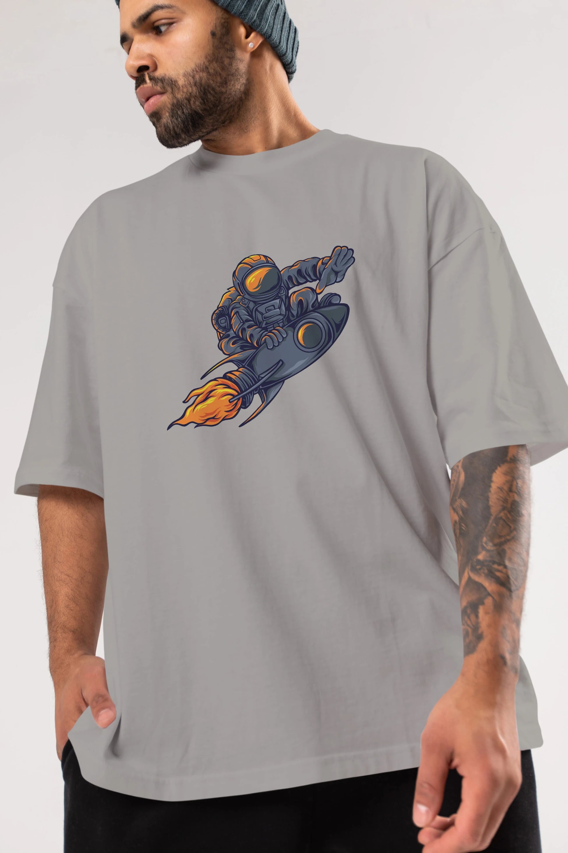 Astrocket Illustration Tshirt Ön Baskılı Oversize t-shirt Erkek Kadın Unisex